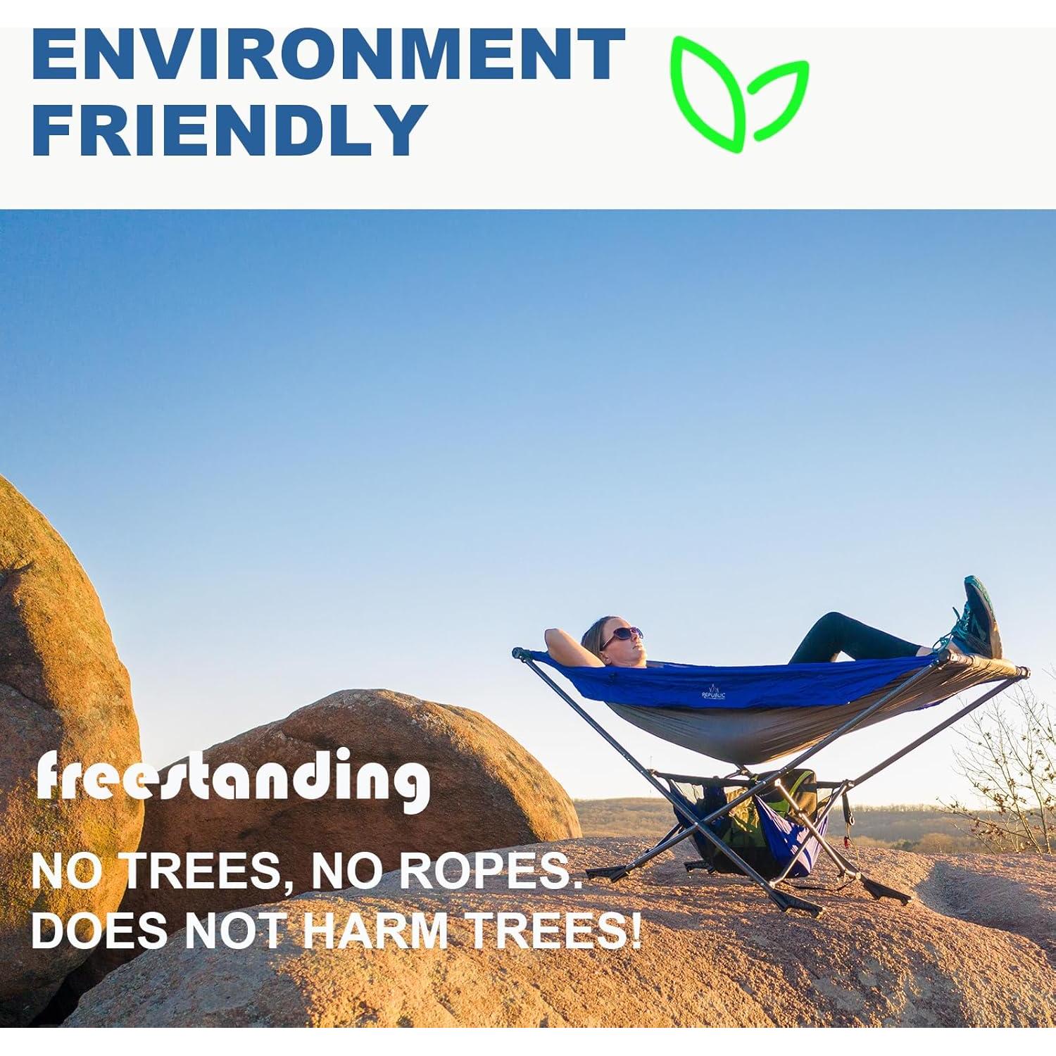 Hamaca Portátil Mock ONE® Azul con Soporte Plegable 6.8 kg