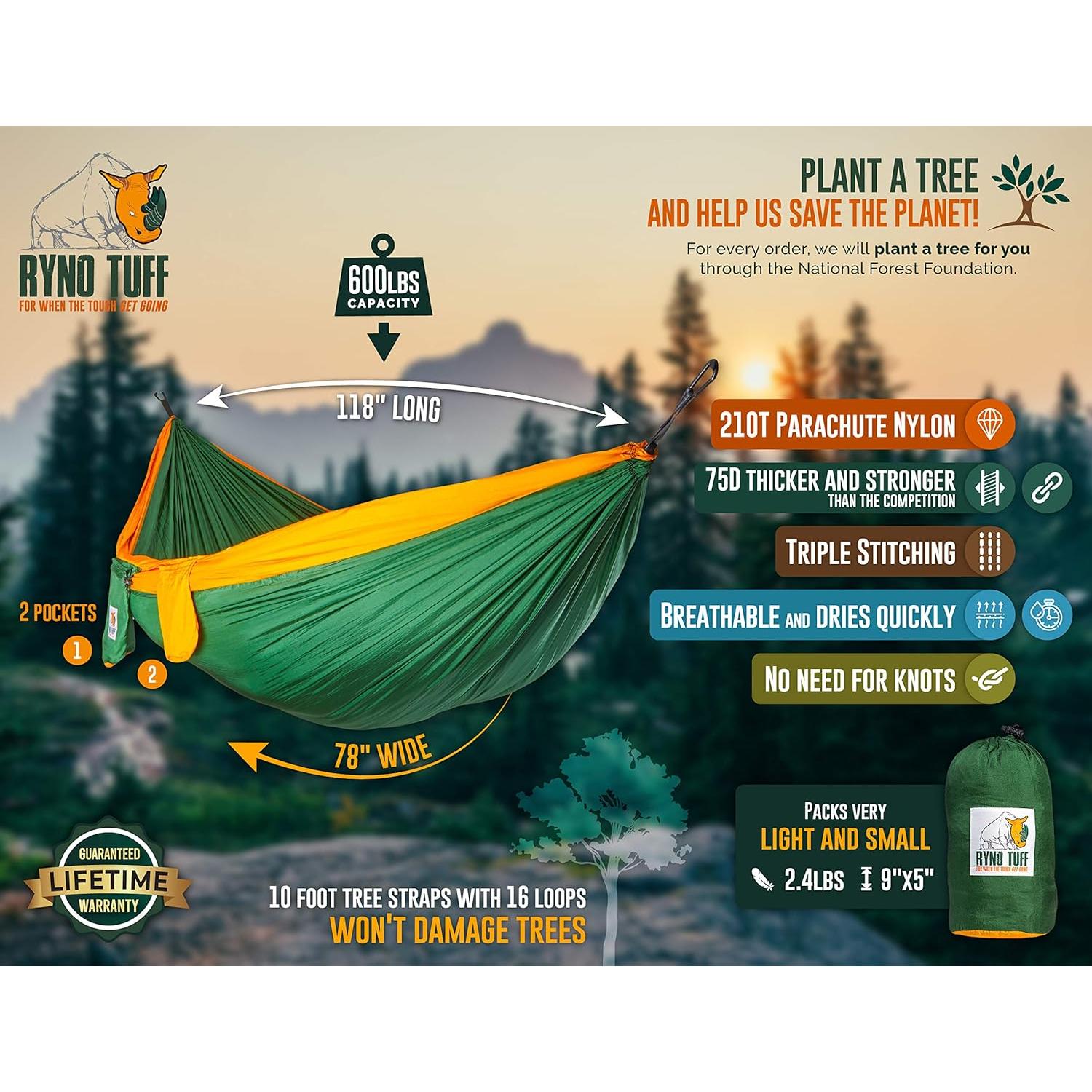 Hamaca Doble Ryno Tuff 299x198cm Impermeable 272kg