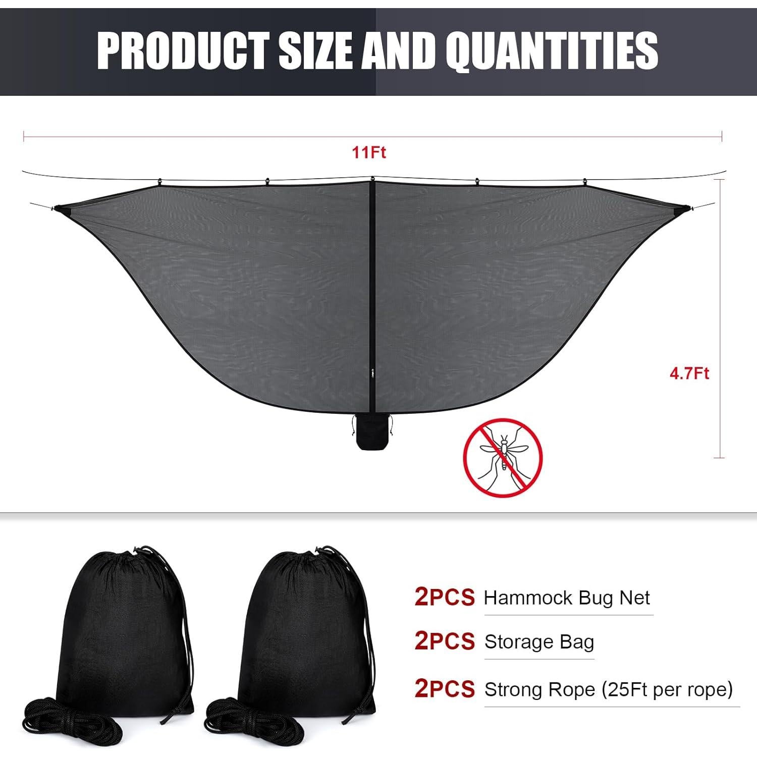 Red de Malla Antimosquitos para Hamaca GliCraft 2 Piezas 3.66m