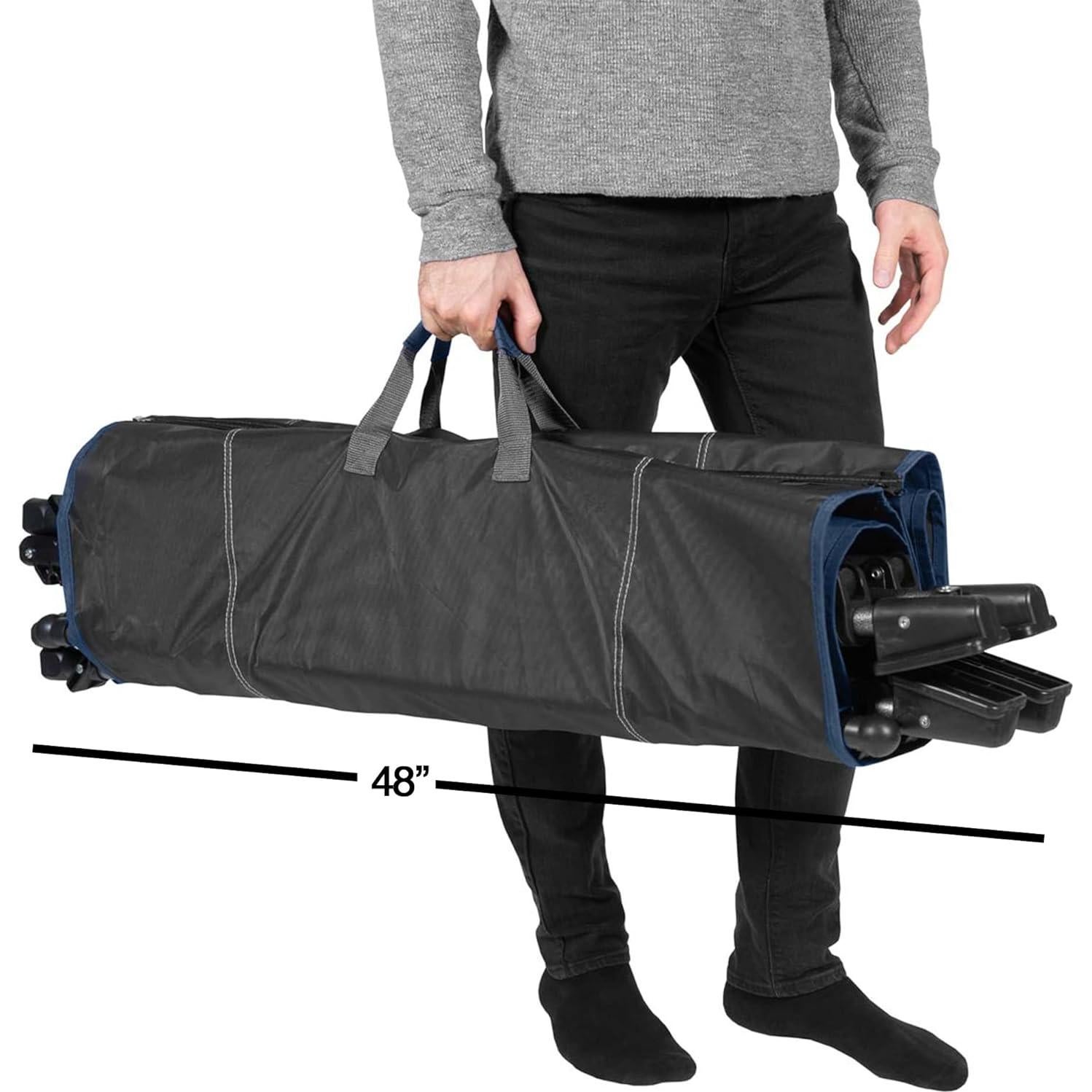 Zenithen Outdoor Patio Folding Collapsible Hammock with Sturdy Frame and Pillow, Perfect for Camping, Outdoor Recreation and as Patio Furniture, Blue (Pack of 1)