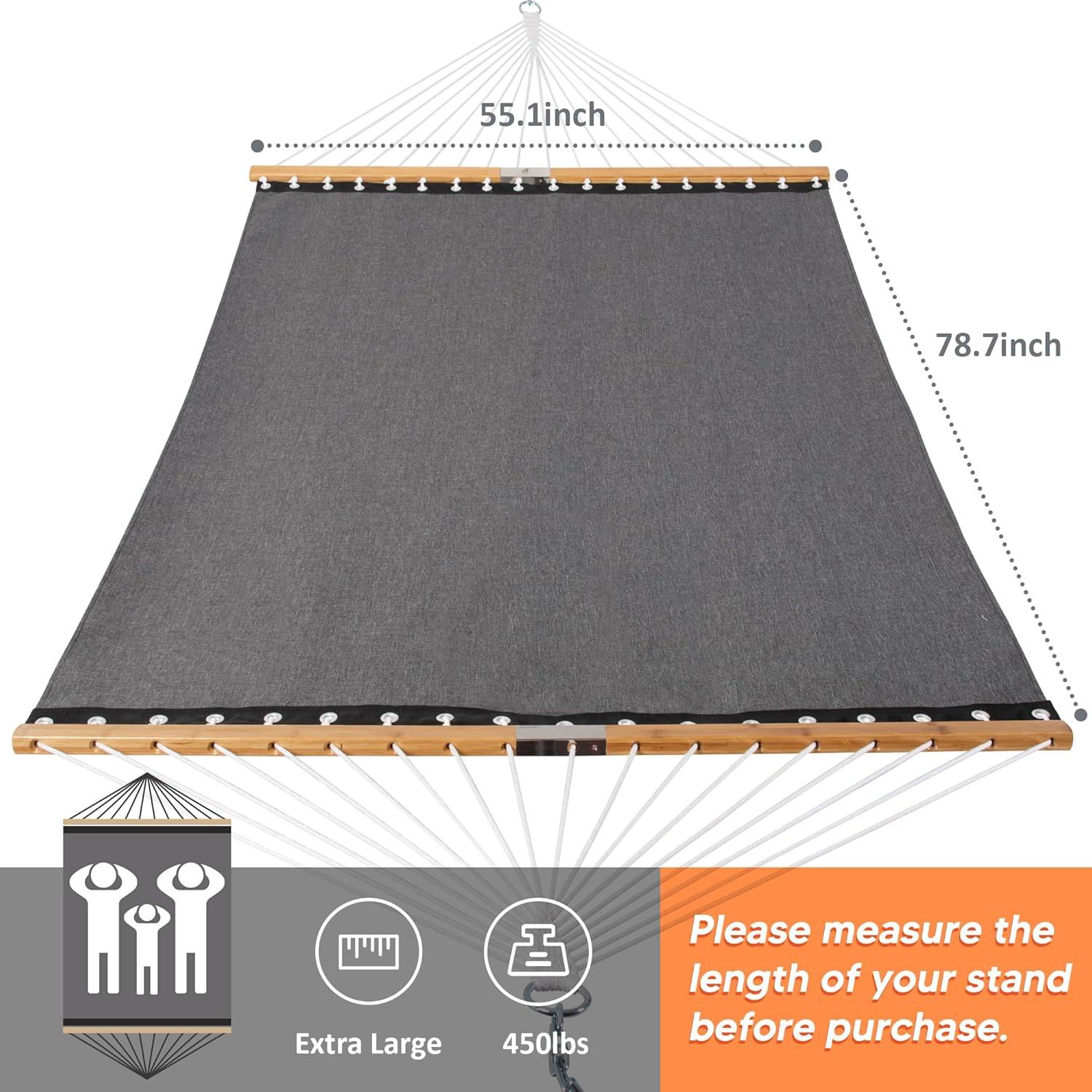 Hamaca Doble SUNCREAT Gris Oscuro 204kg Capacidad Secado Rápido