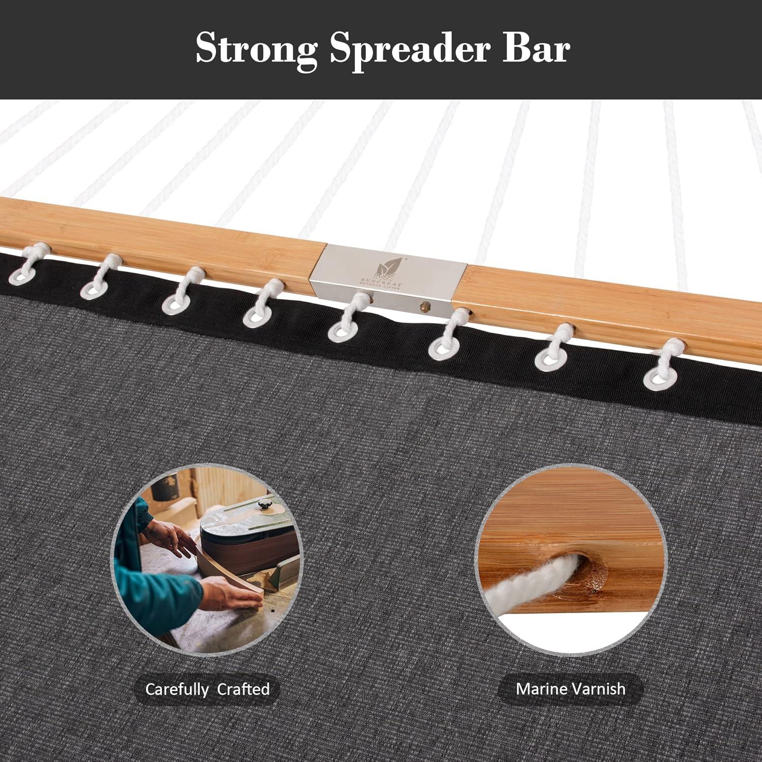 Hamaca Doble SUNCREAT Gris Oscuro 204kg Capacidad Secado Rápido