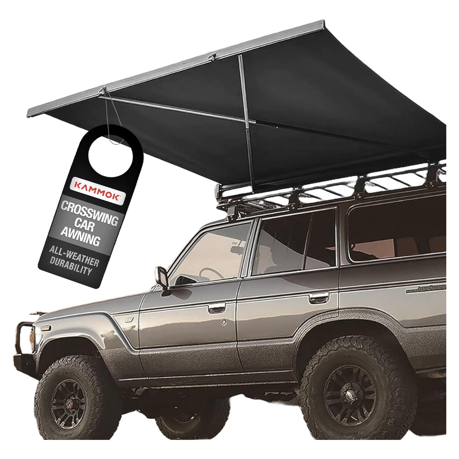KAMMOK CROSSWING: Car Awning | Three-Second Deployment | No Supports Required | All-Weather Durability | Adjustable Coverage | Desert Tan 5 ft (Gray, 5 ft)