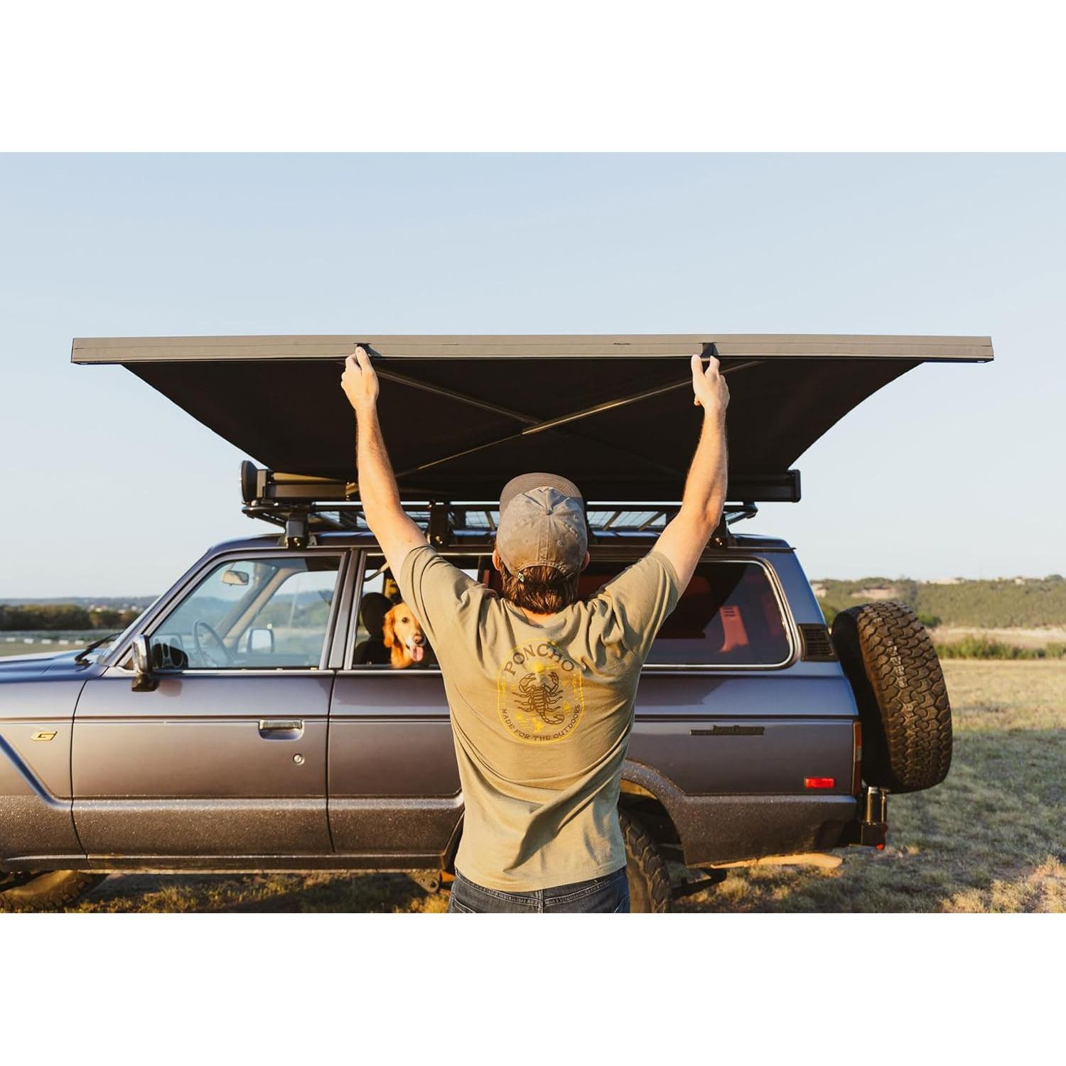 KAMMOK CROSSWING: Car Awning | Three-Second Deployment | No Supports Required | All-Weather Durability | Adjustable Coverage | Desert Tan 5 ft (Gray, 5 ft)
