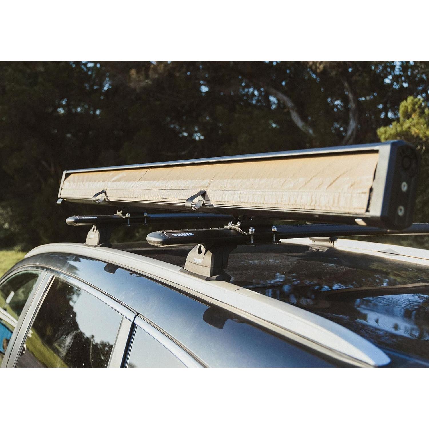 KAMMOK CROSSWING: Car Awning | Three-Second Deployment | No Supports Required | All-Weather Durability | Adjustable Coverage | Desert Tan 5 ft (Gray, 5 ft)