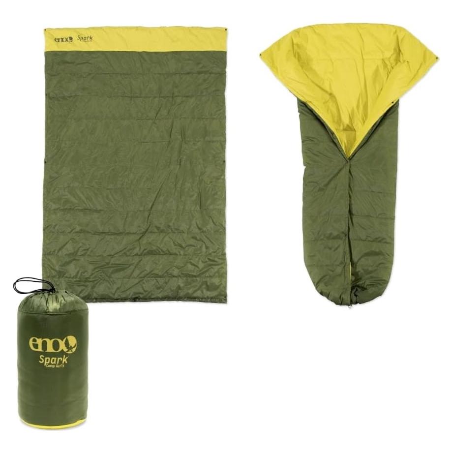 Manta de Camping ENO Spark Quilt 2 en 1 Verde 182.88x182.88 cm