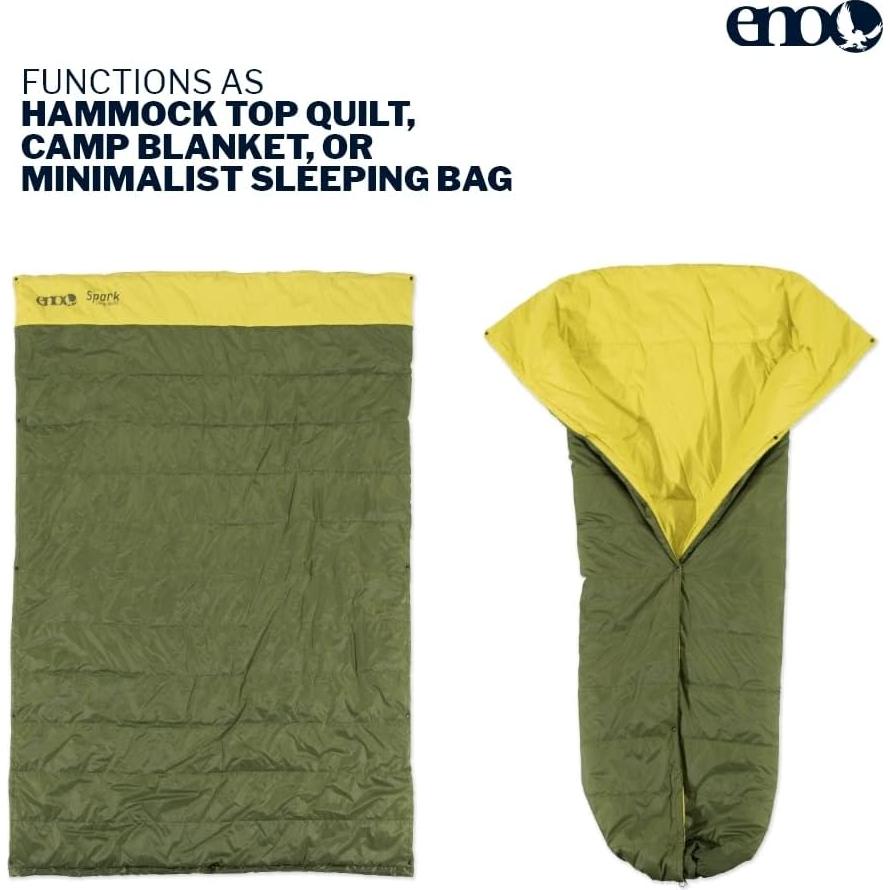 Manta de Camping ENO Spark Quilt 2 en 1 Verde 182.88x182.88 cm