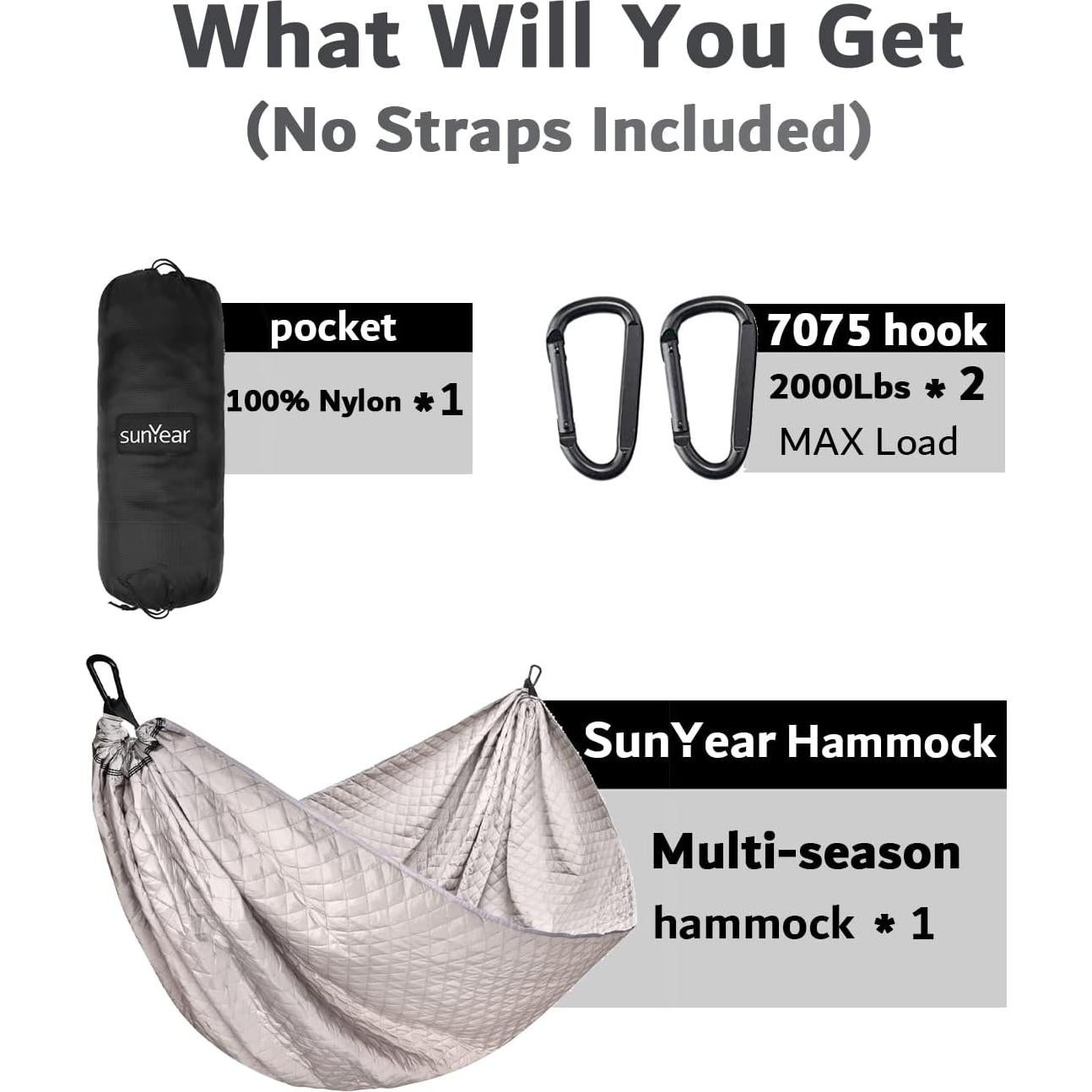 Hamaca de Camping Acolchada Sunyear Invierno 2.74m Gris