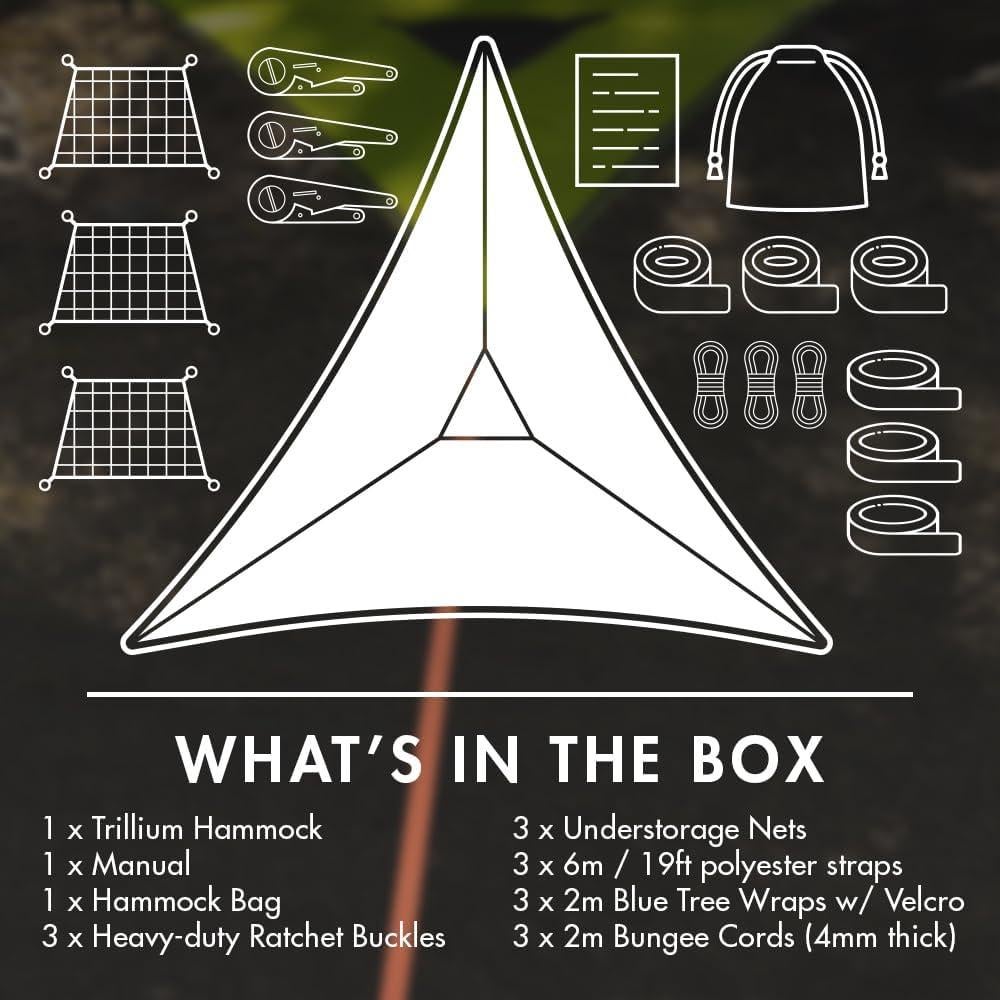 Hamaca Gigante Tentsile Trillium XL para 6 Personas, Malla Negra