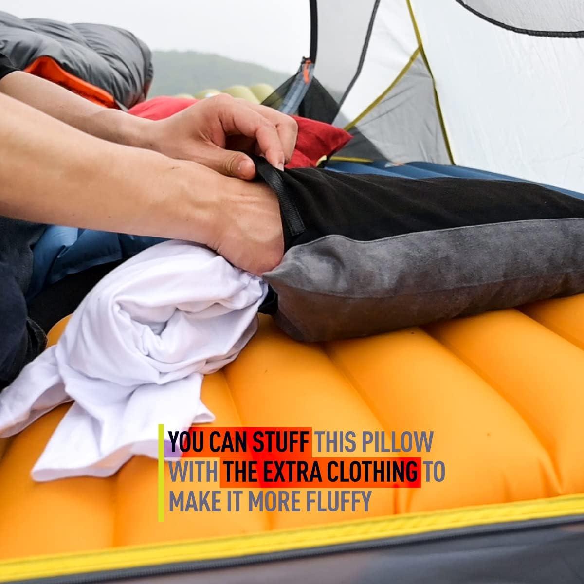 Down Filled Camping Pillow for Travel, Washable Soft Cover, Small Camp Cushion for Neck & Lumbar Support On-The-Go, Ultralight & Compressible for Hiking Backpacking - AlpliveS2046