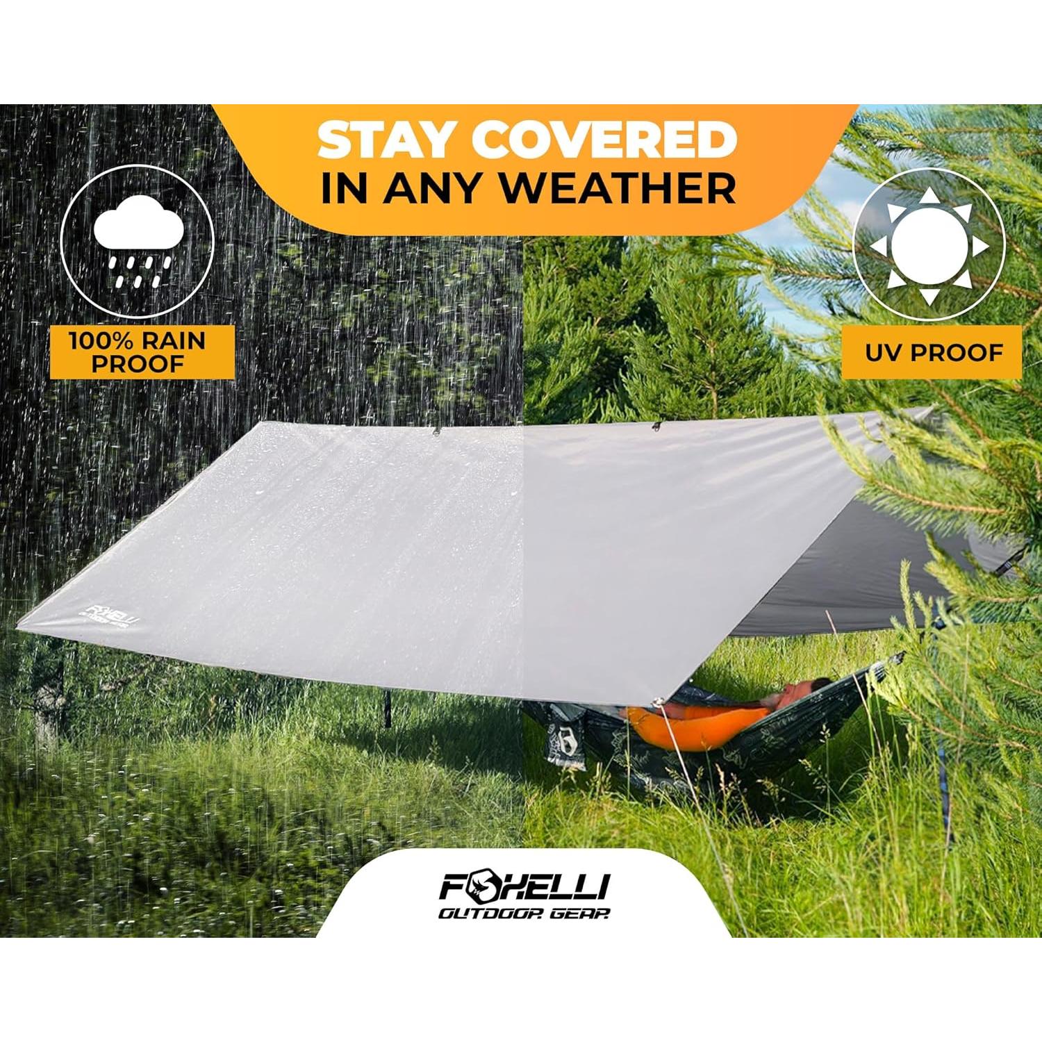 Lona Impermeable Foxelli 3.66x3.05m para Camping y Mochileo