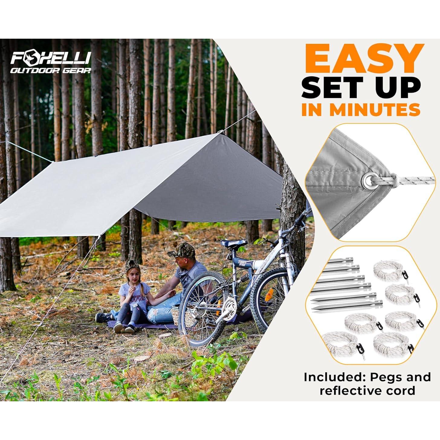 Lona Impermeable Foxelli 3.66x3.05m para Camping y Mochileo