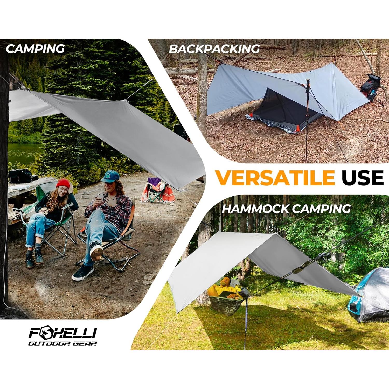 Lona Impermeable Foxelli 3.66x3.05m para Camping y Mochileo