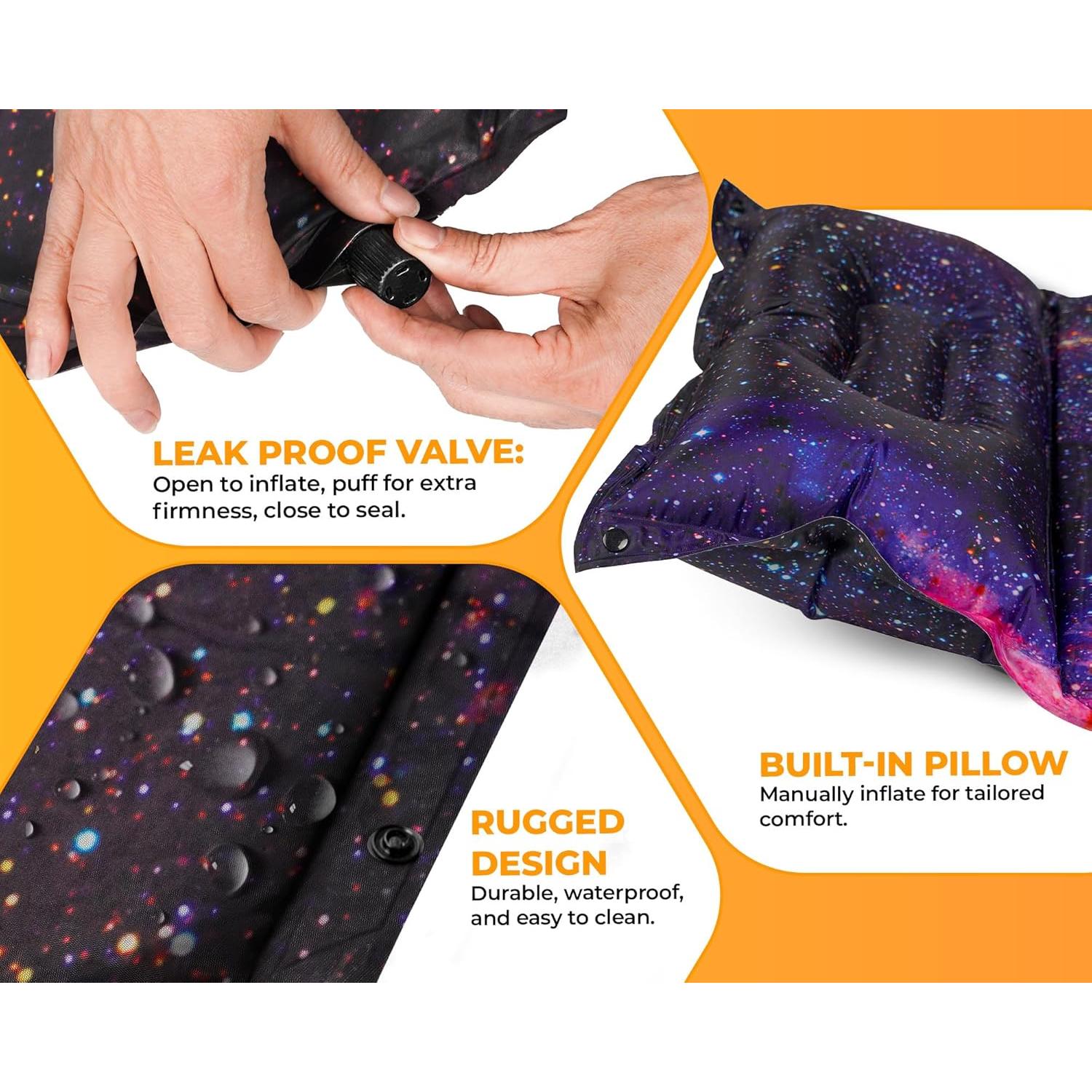 Almohadilla Autoinflable Foxelli para Dormir 183x54 cm con Almohada