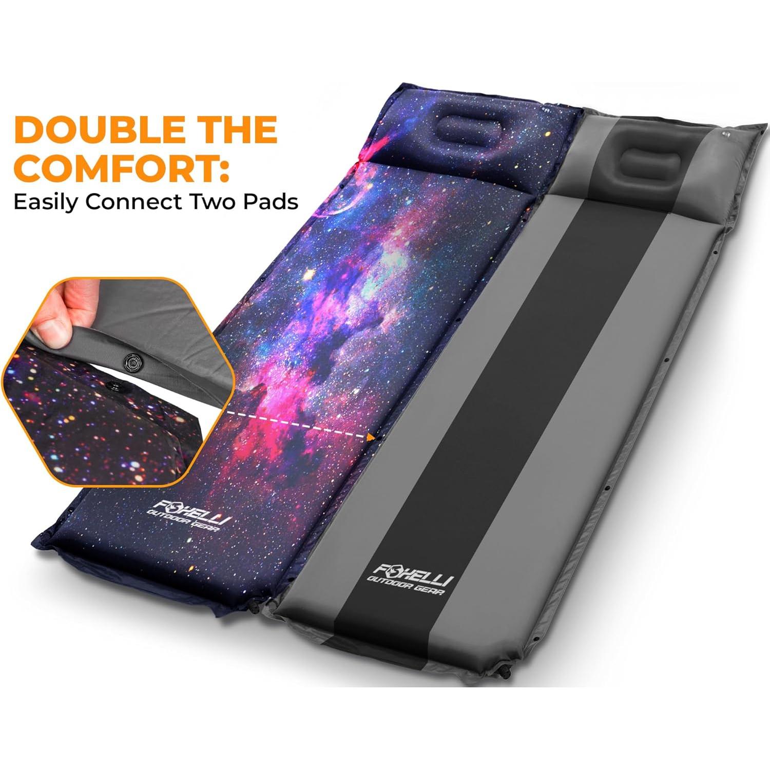 Almohadilla Autoinflable Foxelli para Dormir 183x54 cm con Almohada