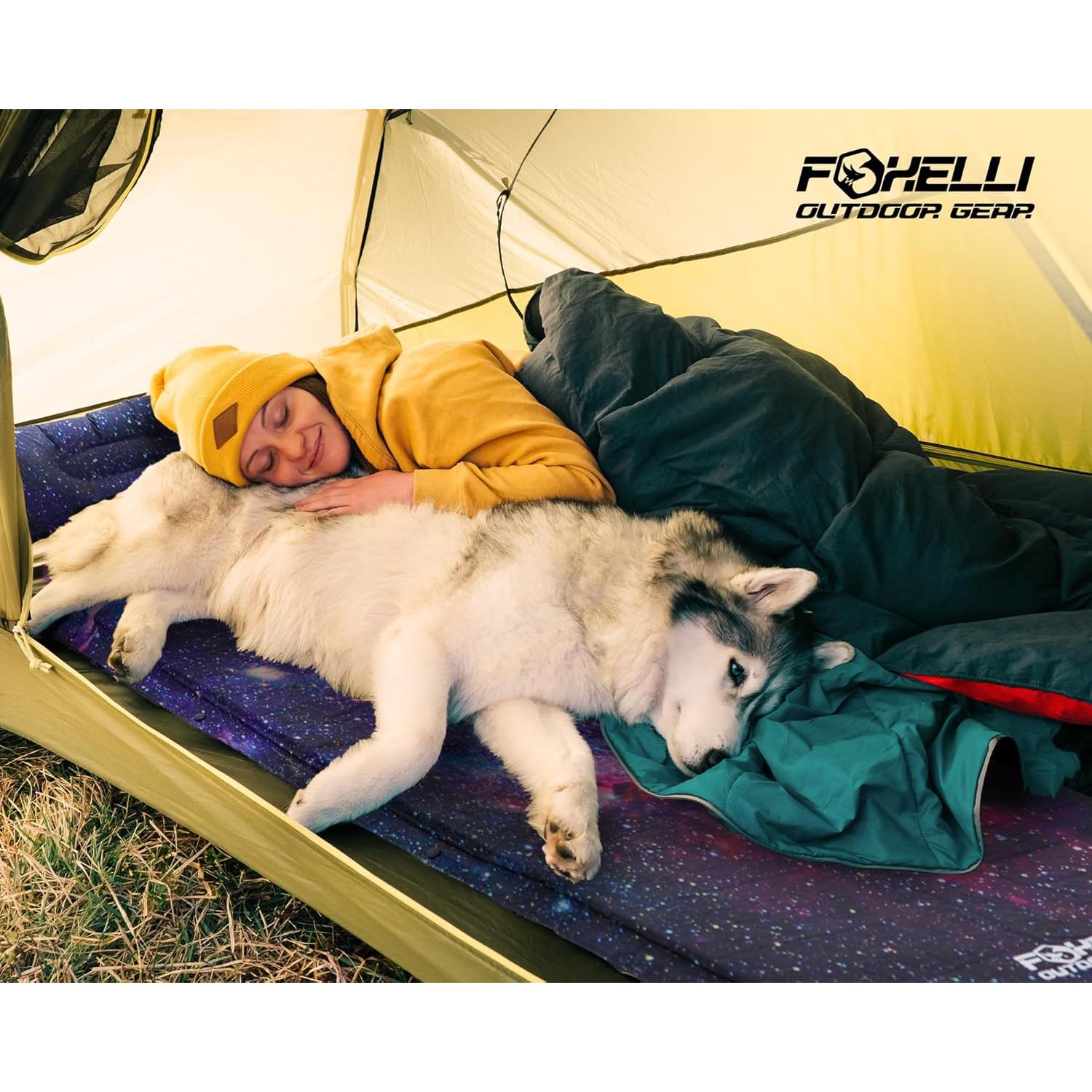 Almohadilla Autoinflable Foxelli para Dormir 183x54 cm con Almohada
