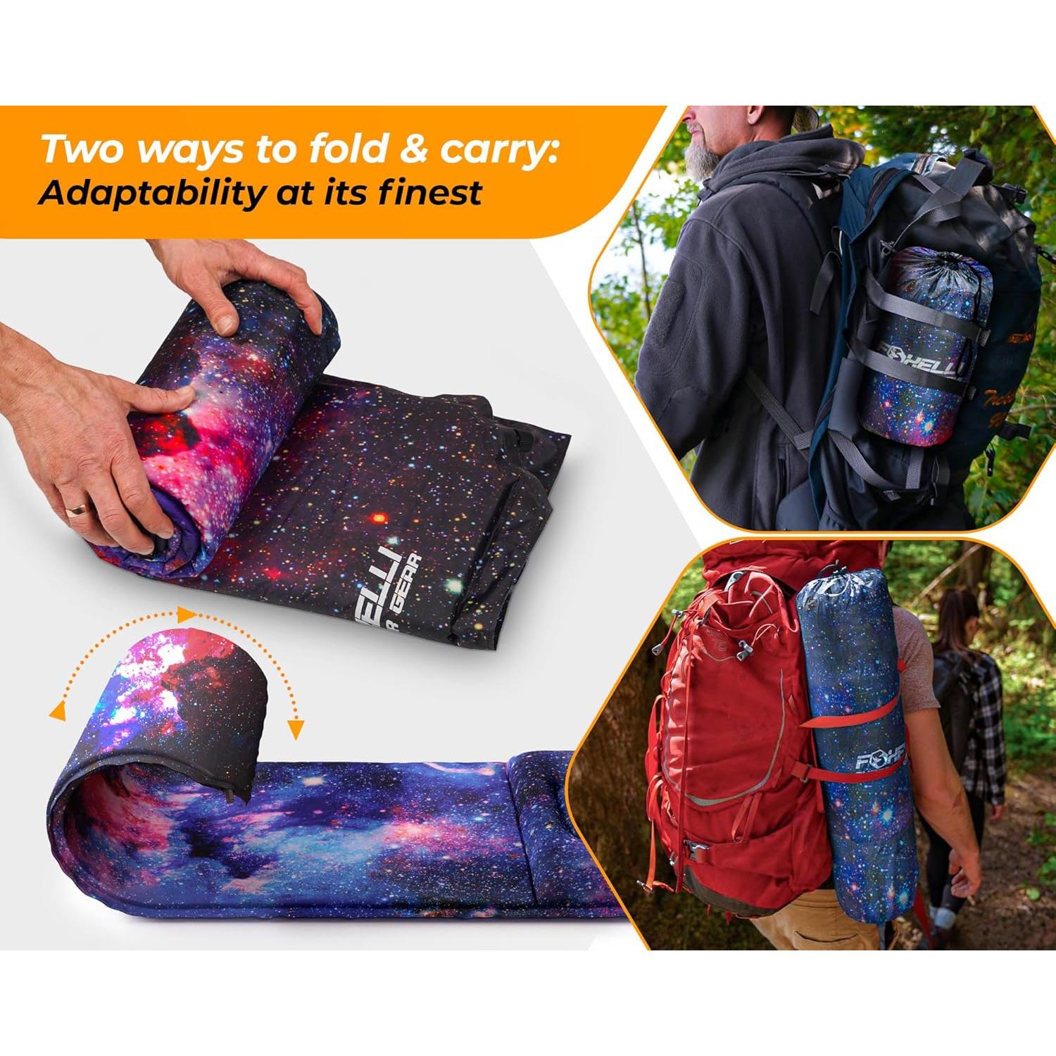 Almohadilla Autoinflable Foxelli para Dormir 183x54 cm con Almohada