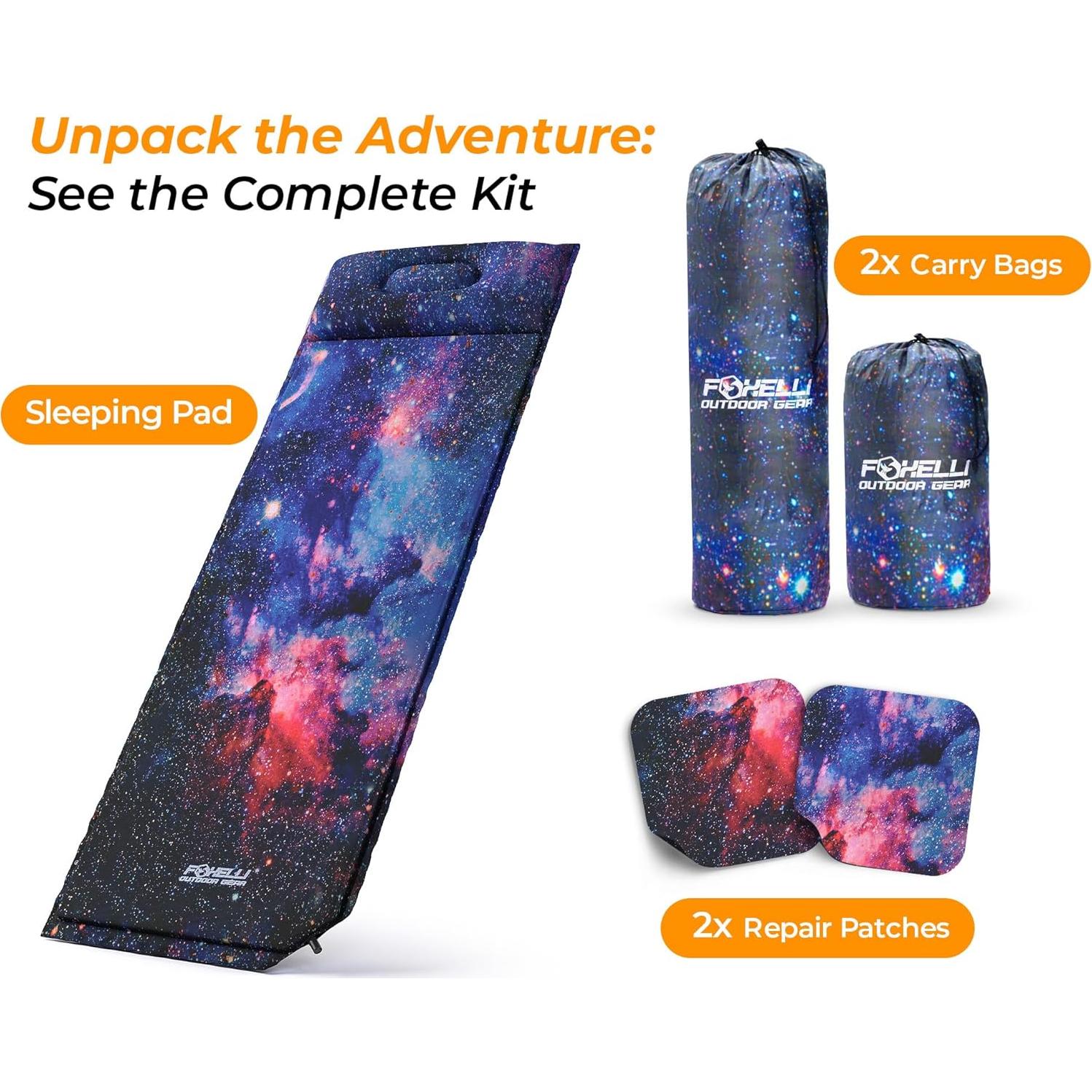 Almohadilla Autoinflable Foxelli para Dormir 183x54 cm con Almohada