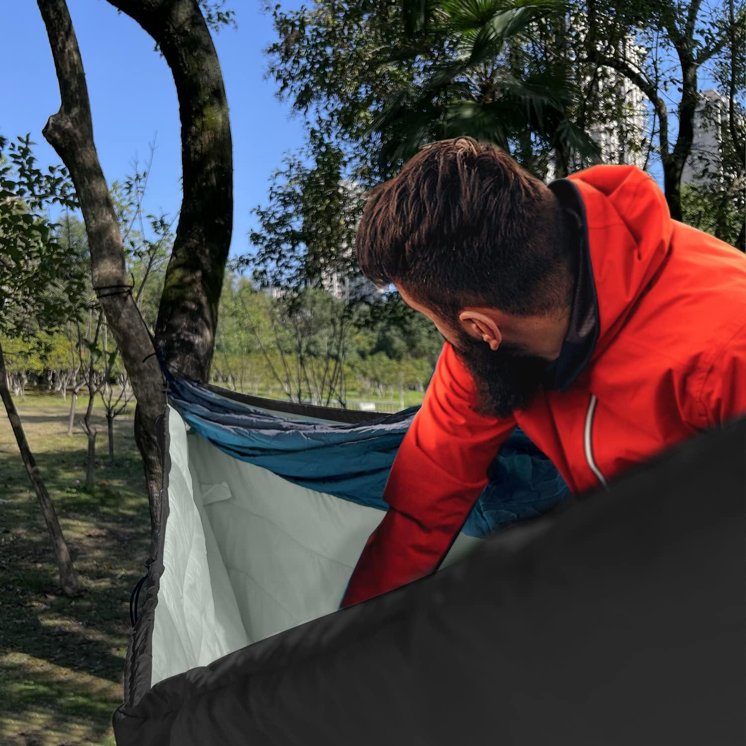 Gold Armour Hammock Underquilt for Single Hammocks and Double Hammocks, Insulated Warm Underquilt - Essential Camping Equipment Gear Under Quilts for Hammock (Black&Grey)