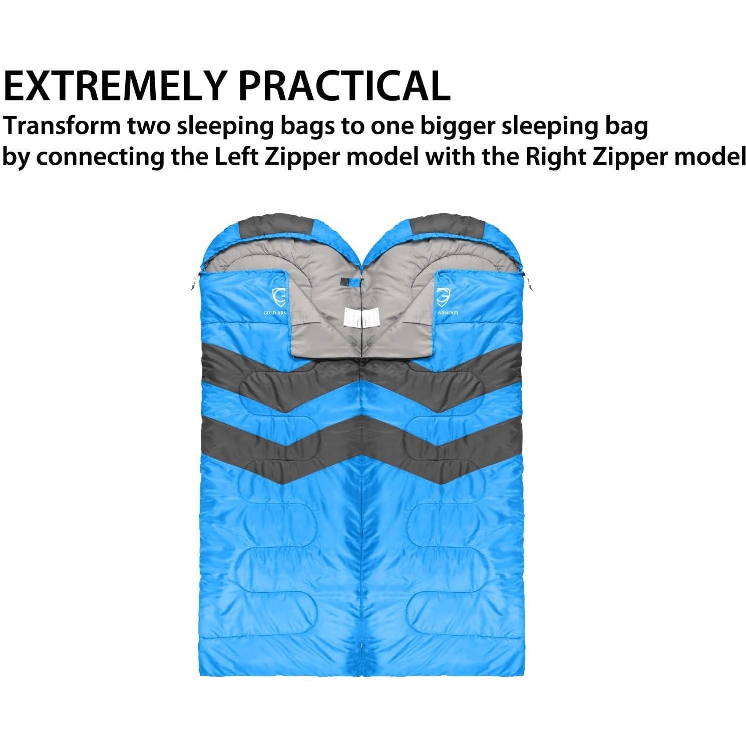 Saco de Dormir Gold Armour 3 Temporadas 220x75 cm Impermeable