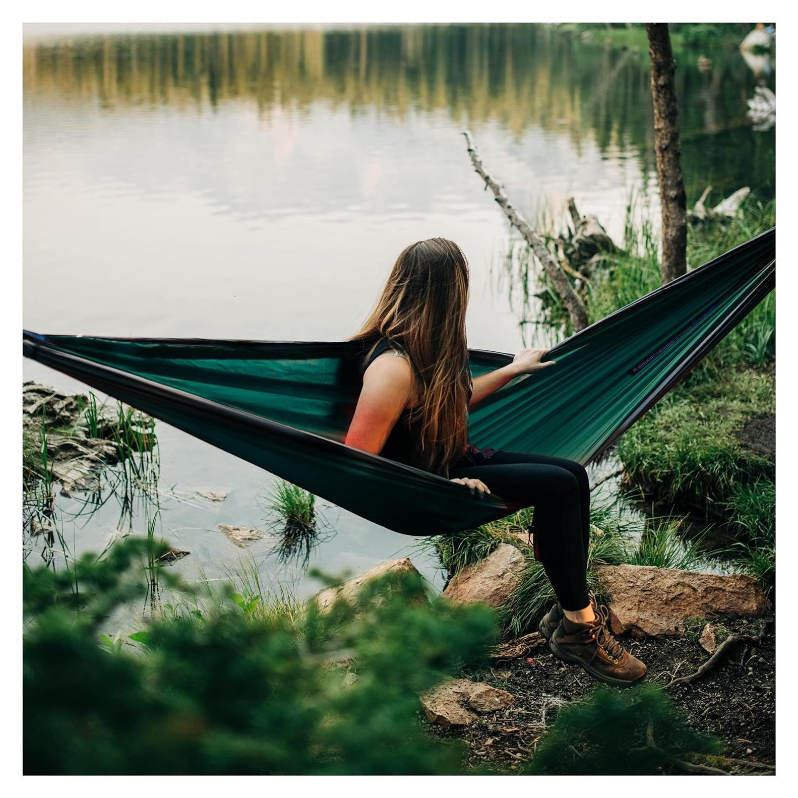 Hamaca Ligera Portátil Evergreen - Individual Verde para Camping