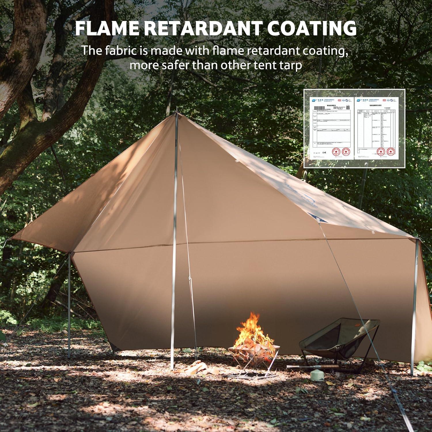 Naturehike 13.1 x 9.58 ft Waterproof Camping Tarp, Ultralight Backpacking Tarp, Multifunctional Hammock Rain Shelter for Camping, UV Protection Sun Shelter Rain Fly Tent Tarp