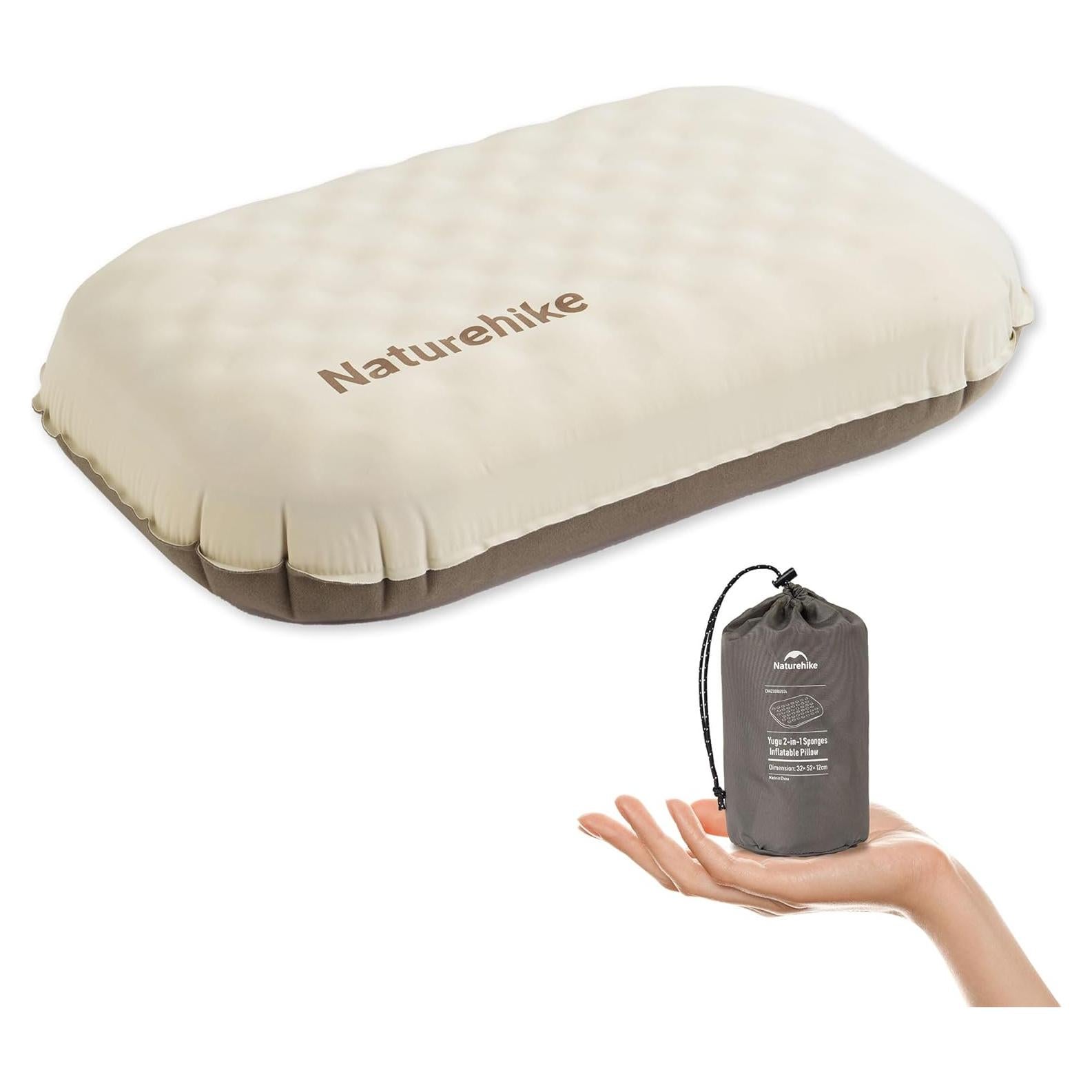 Naturehike 5.7oz Ultralight Inflatable Foam Bed Pillow, Adjustable Firmness Ergonomic Camping Pillows for Travel, Hiking, Backpacking, Home, 2024 Asia Outdoor Gear Awards
