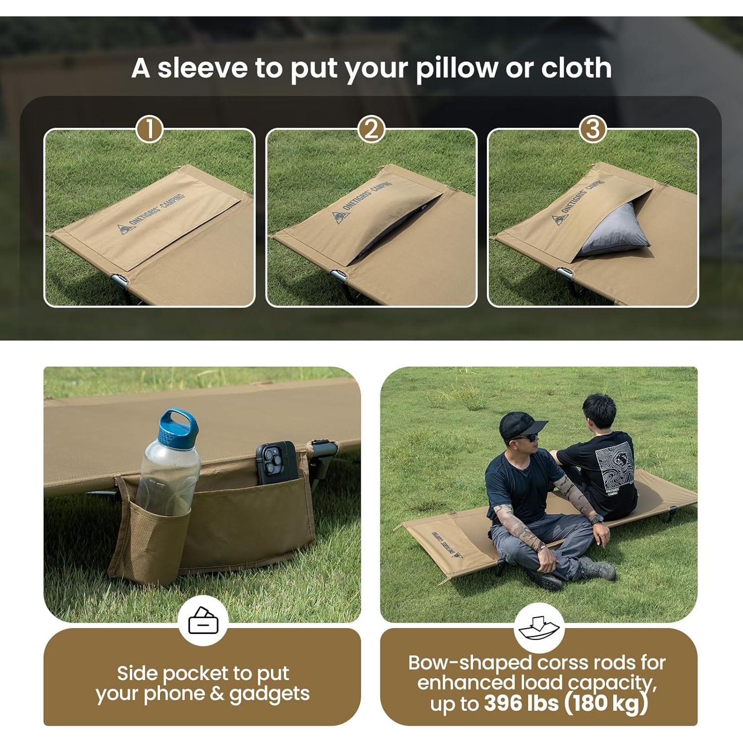 Cama de Camping OneTigris SUPRAGRIS Plegable 400lbs Marrón