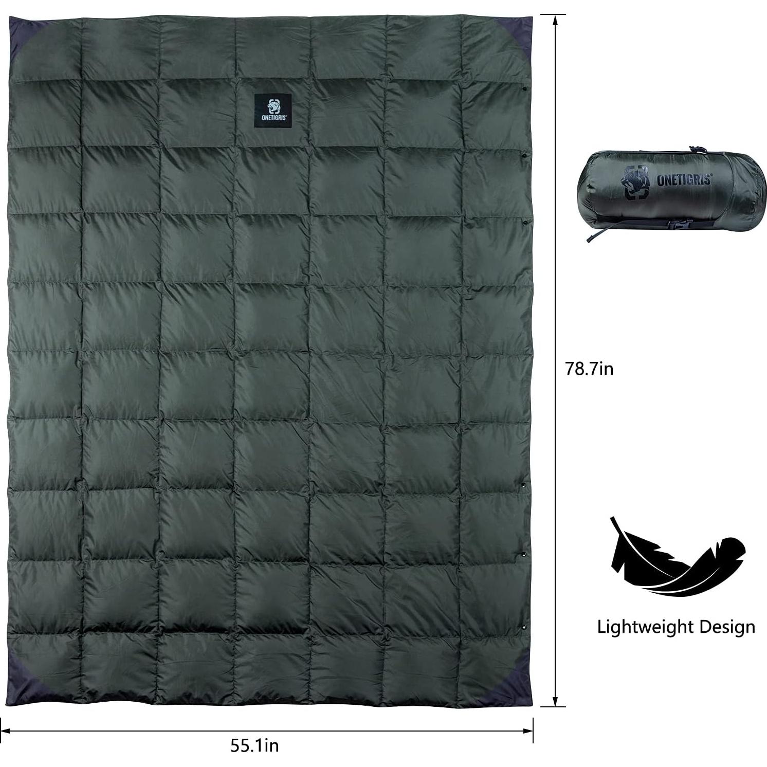 Manta de Camping OneTigris Plumas 1.95m x 1.34m Verde OD