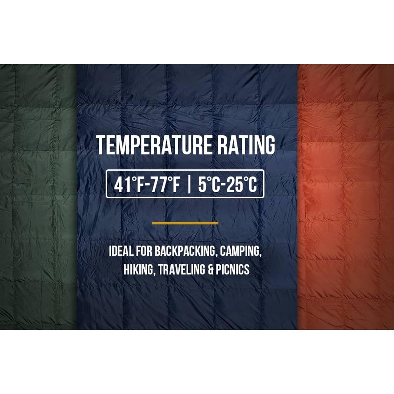 Manta de Camping OneTigris Plumas 1.95m x 1.34m Verde OD