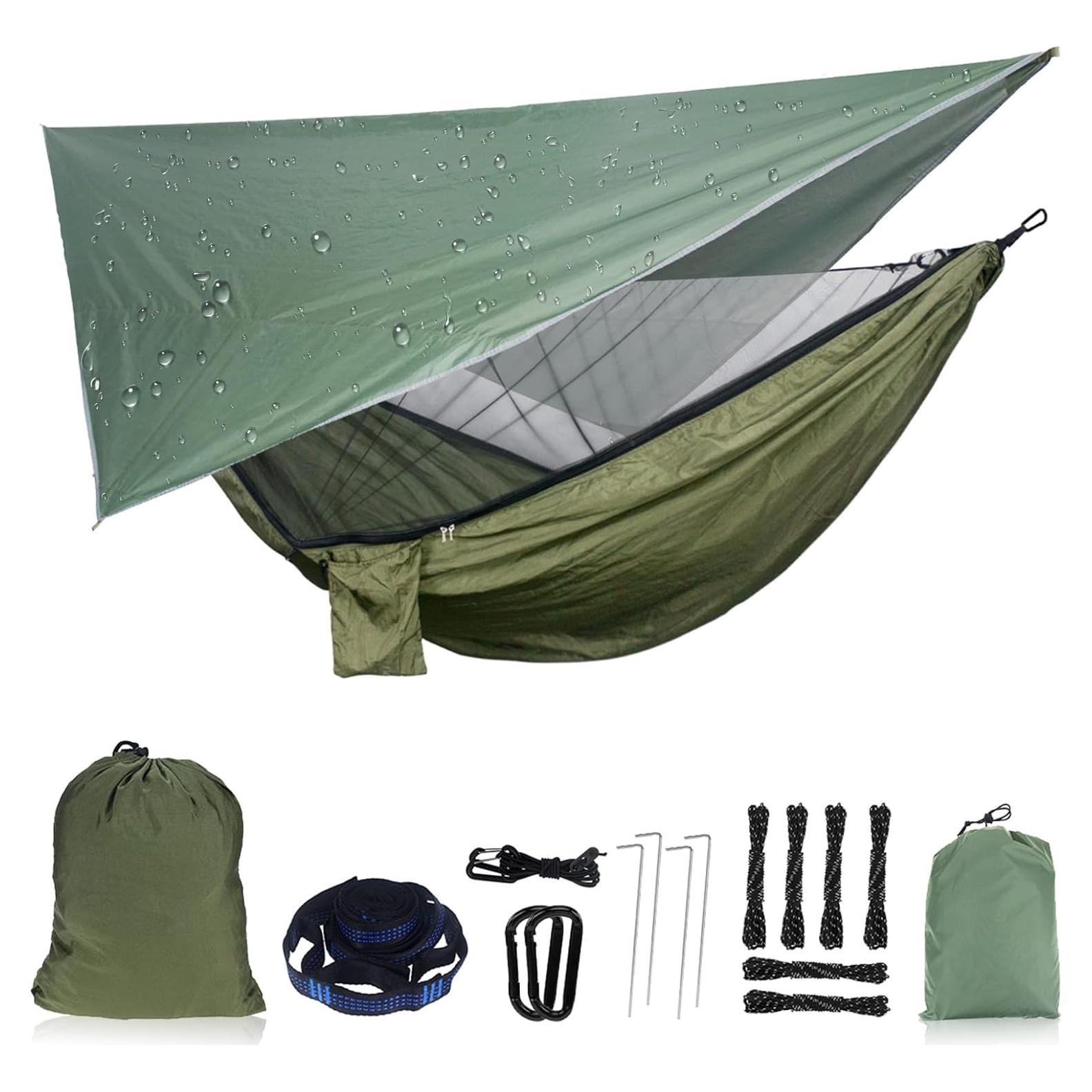 Hamaca de Camping NewDoar con Red Mosquitera y Toldo 290x140cm