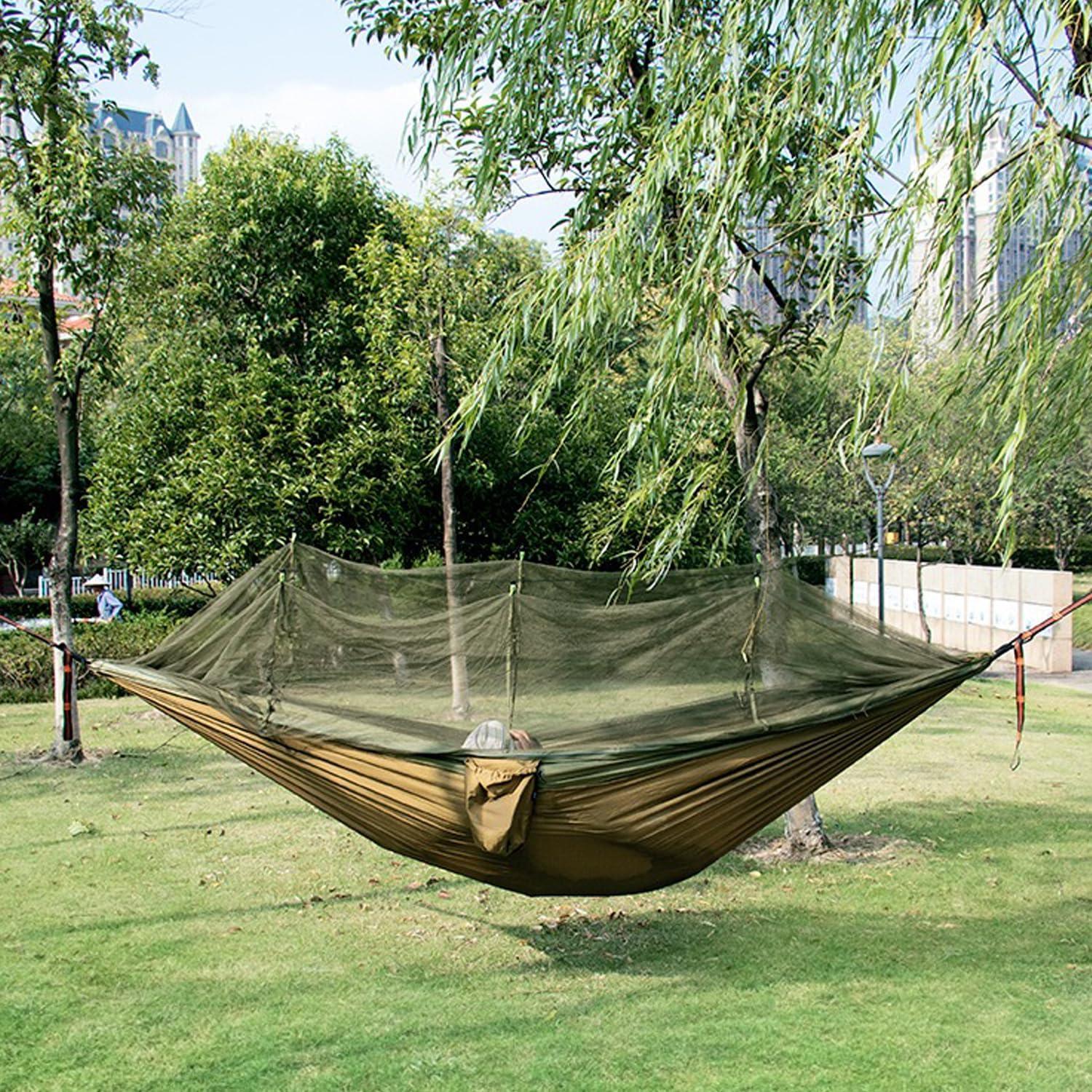 Hamaca Camping RANIT con Red Mosquitera 260x140cm Verde Militar