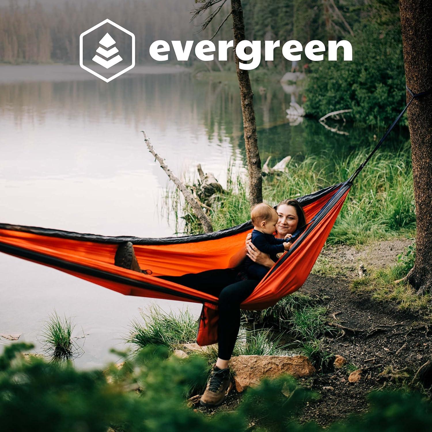 Hamaca Ligera y Portátil Evergreen Doble para Camping Rojo