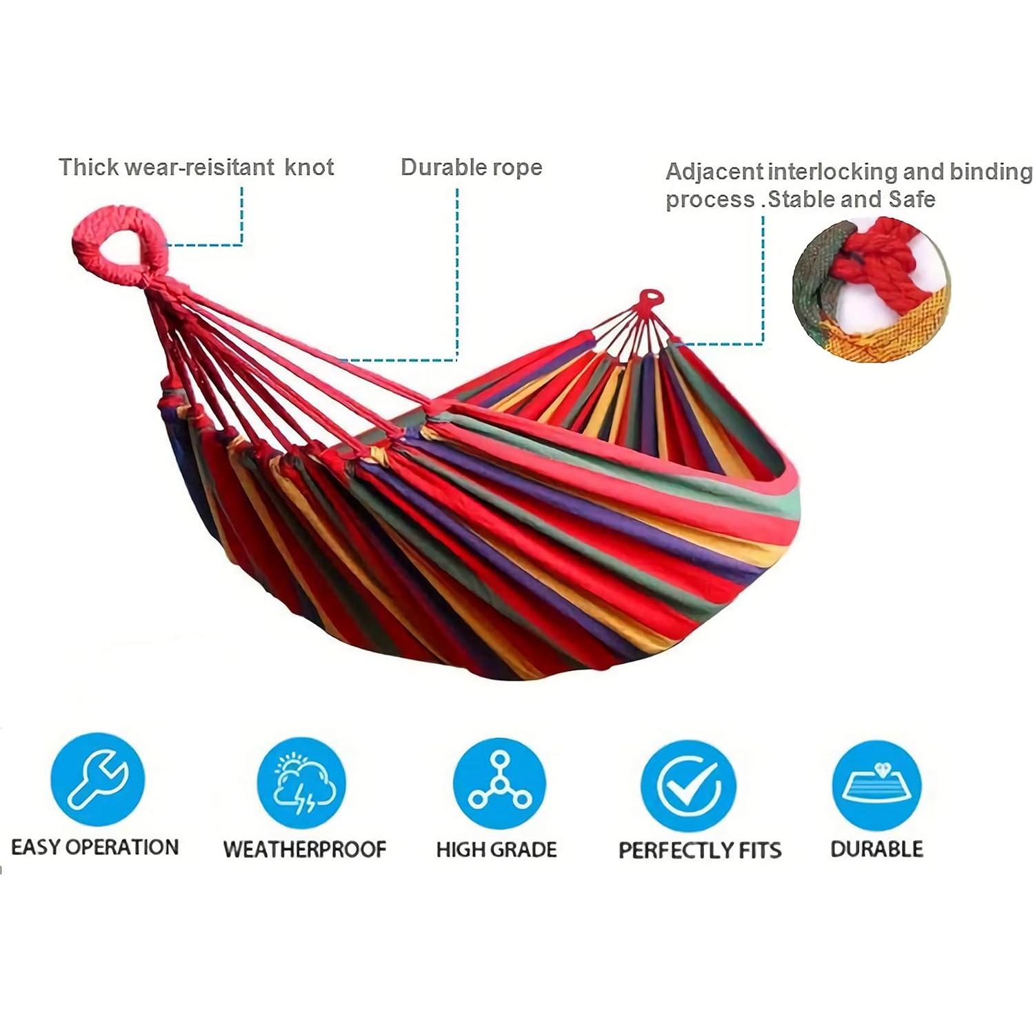 Hamaca de Viaje KNC Algodón Rojo 260cm 227kg para 2 Personas