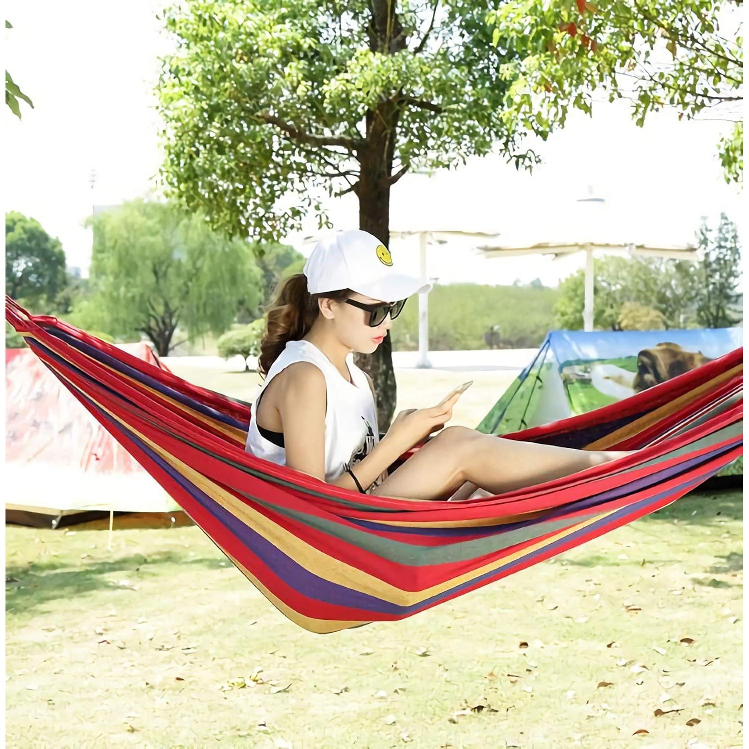 Hamaca de Viaje KNC Algodón Rojo 260cm 227kg para 2 Personas