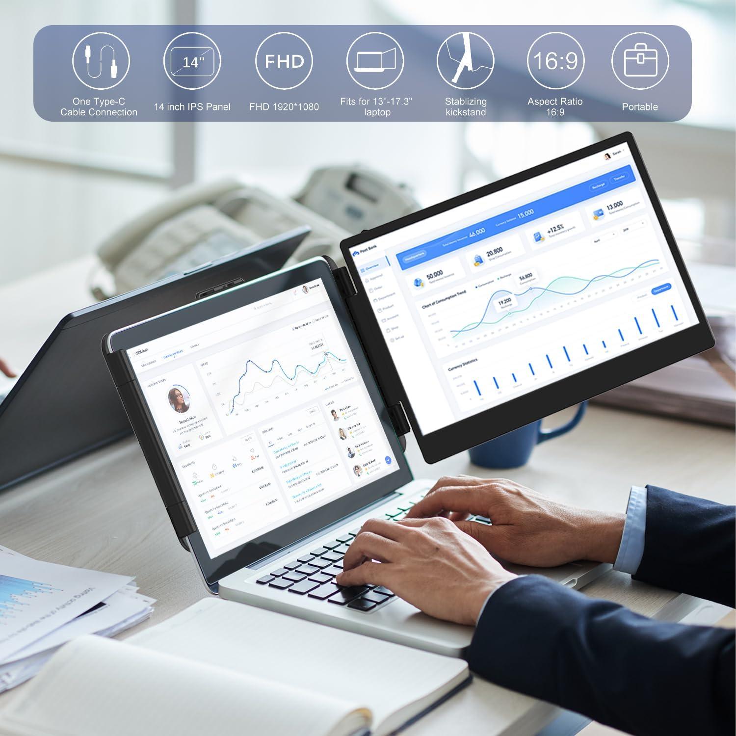 Extensor de Pantalla Doble KEFEYA S1 14" FHD 1080P USB-C