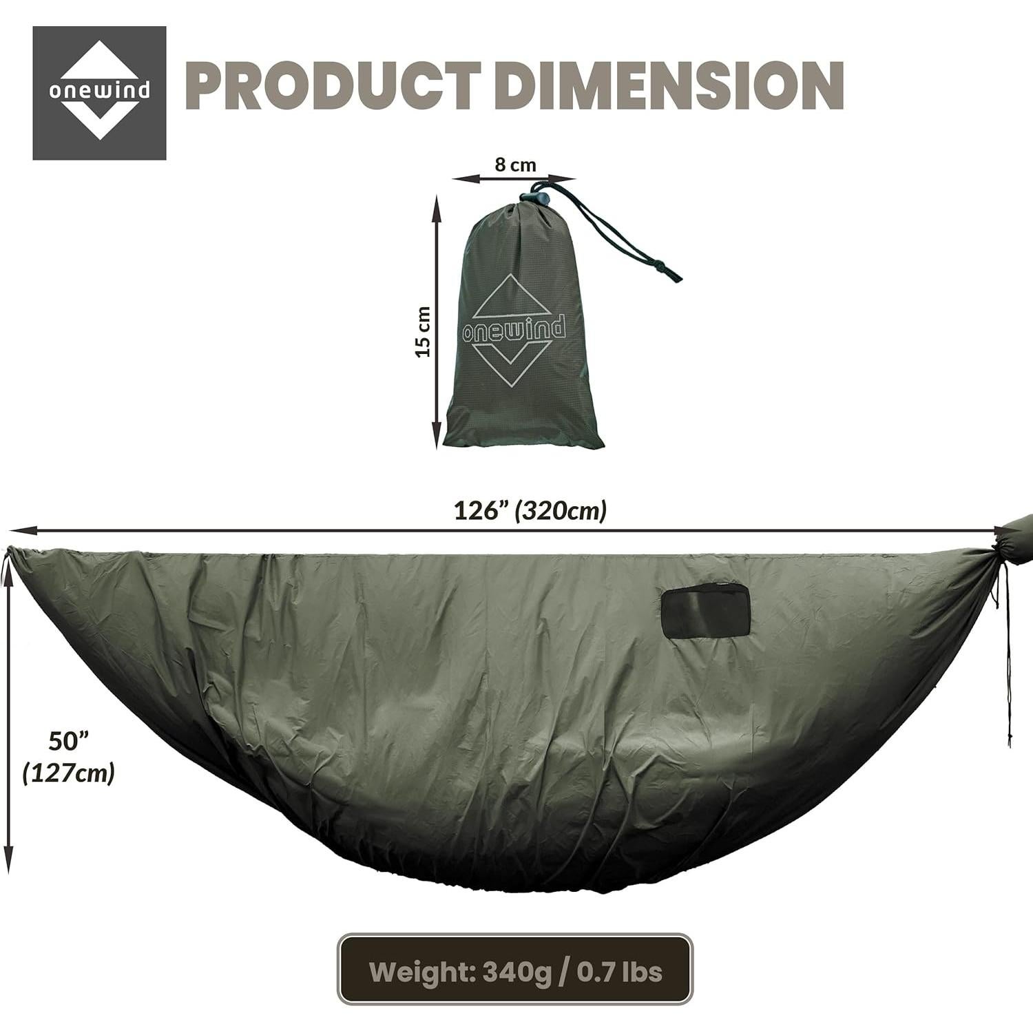 Saco de Viento Onewind Verde OD 320x127 cm para Hamaca