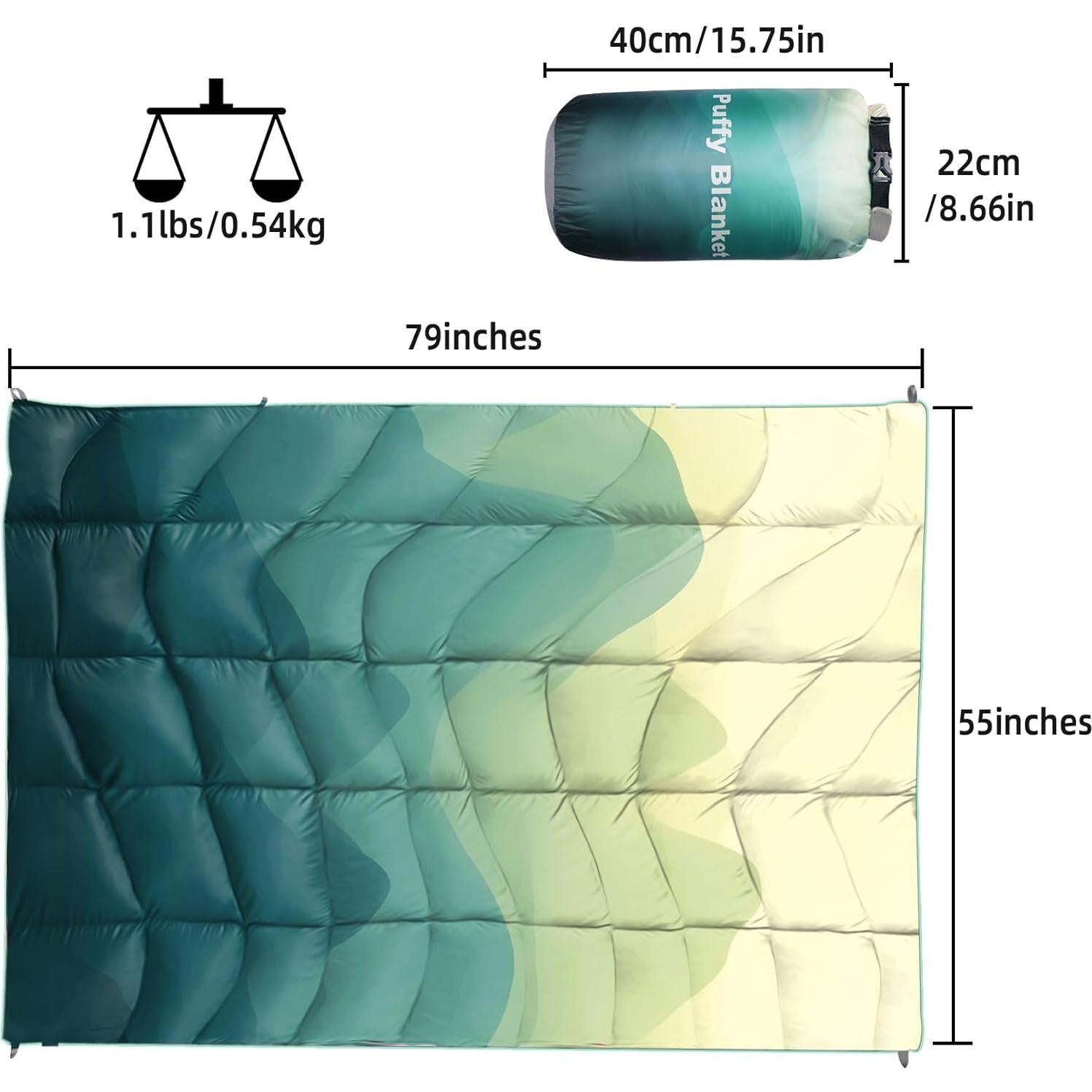 Manta de Camping GLORSIGN Impermeable 203x152 cm Montaña Verde