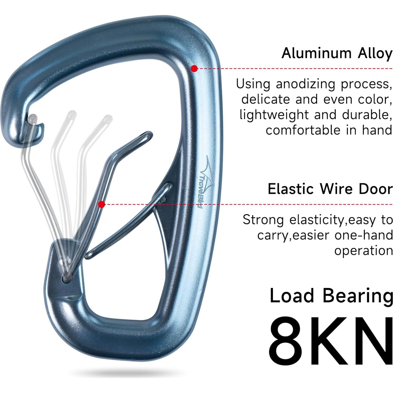 Carabineros de Aluminio Travel Bird 8KN 2 PCS para Camping