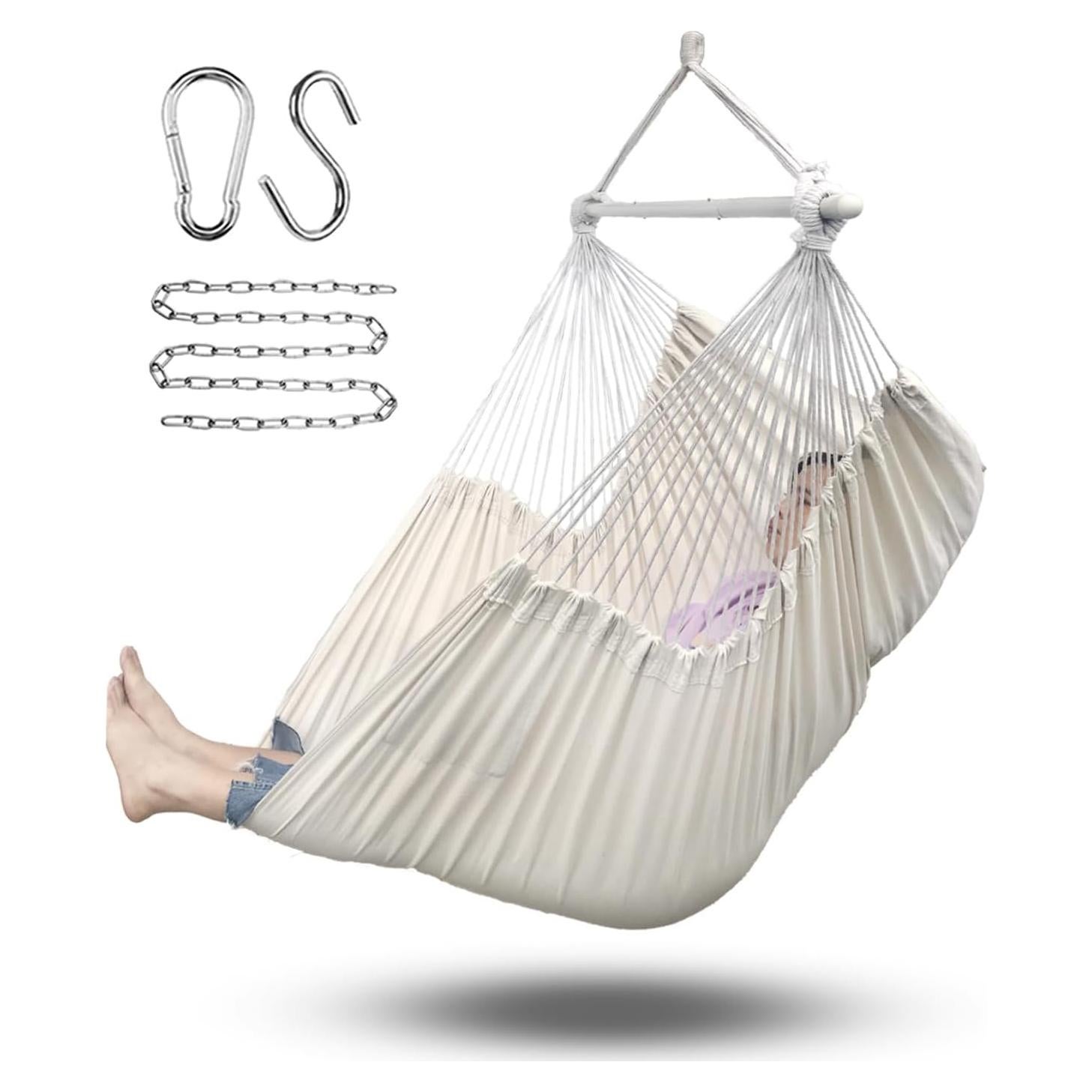 Silla Colgante Hamaca ADVOKAIR Beige 180x120cm 227kg