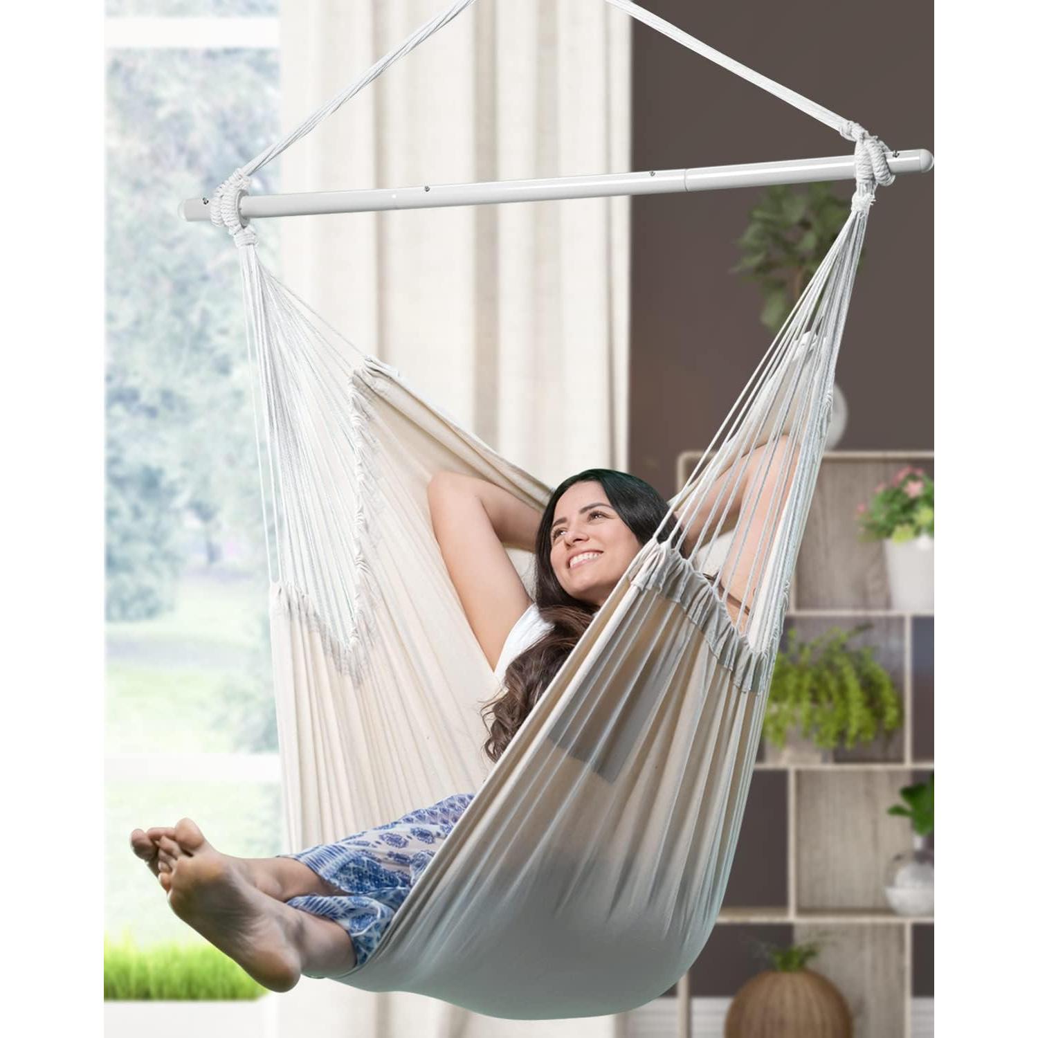 Silla Colgante Hamaca ADVOKAIR Beige 180x120cm 227kg