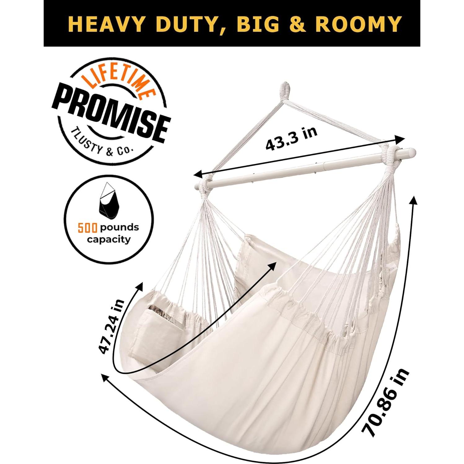 Silla Colgante Hamaca ADVOKAIR Beige 180x120cm 227kg