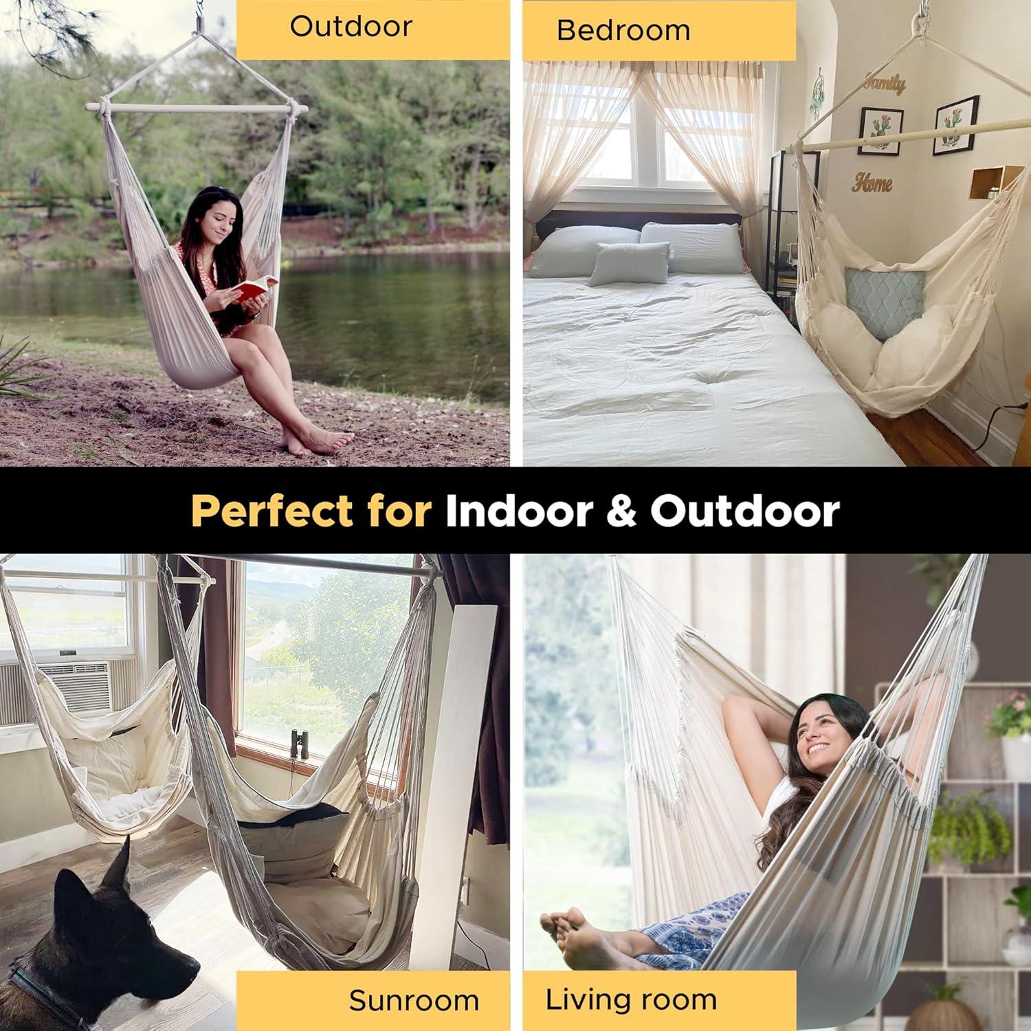 Silla Colgante Hamaca ADVOKAIR Beige 180x120cm 227kg