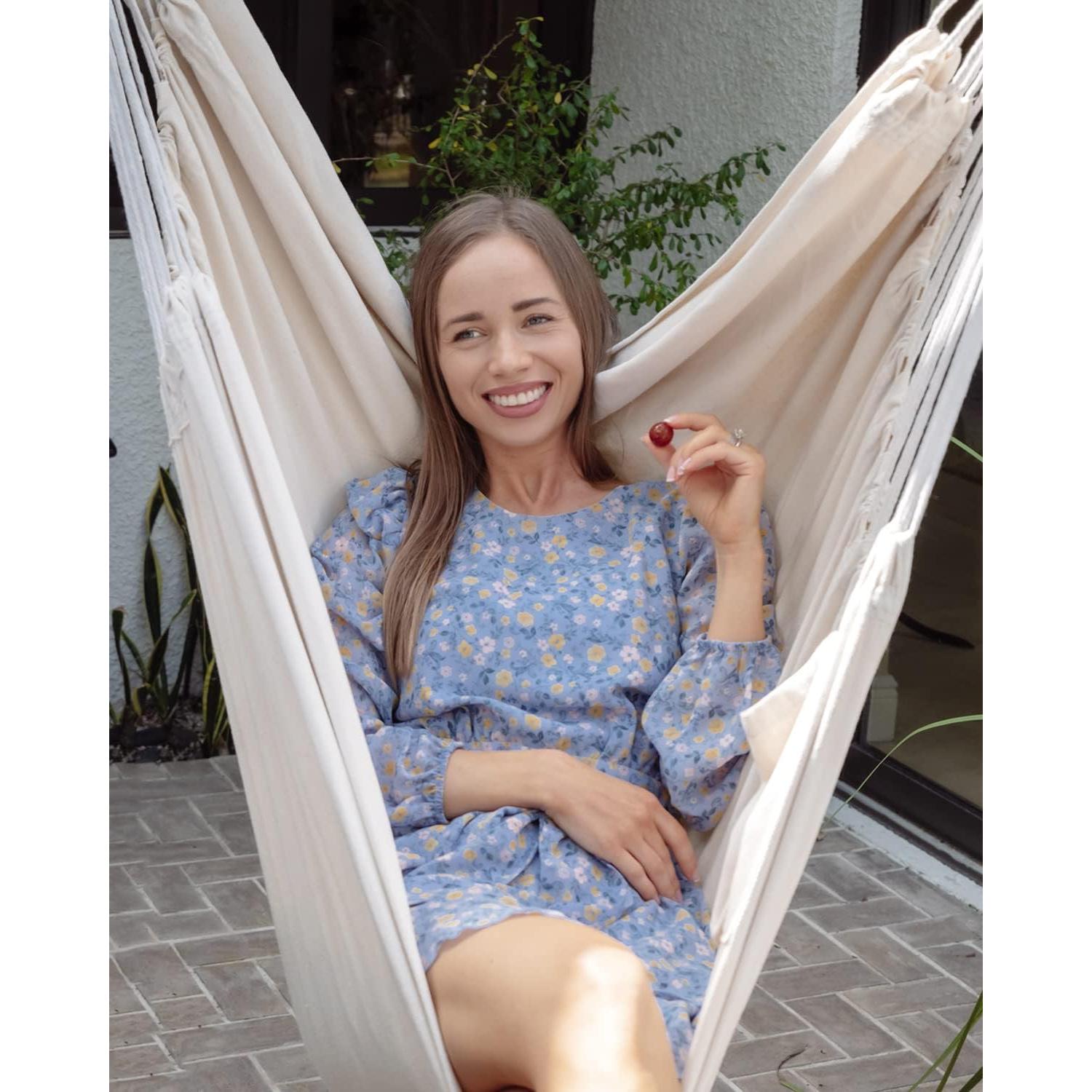 Silla Colgante Hamaca ADVOKAIR Beige 180x120cm 227kg