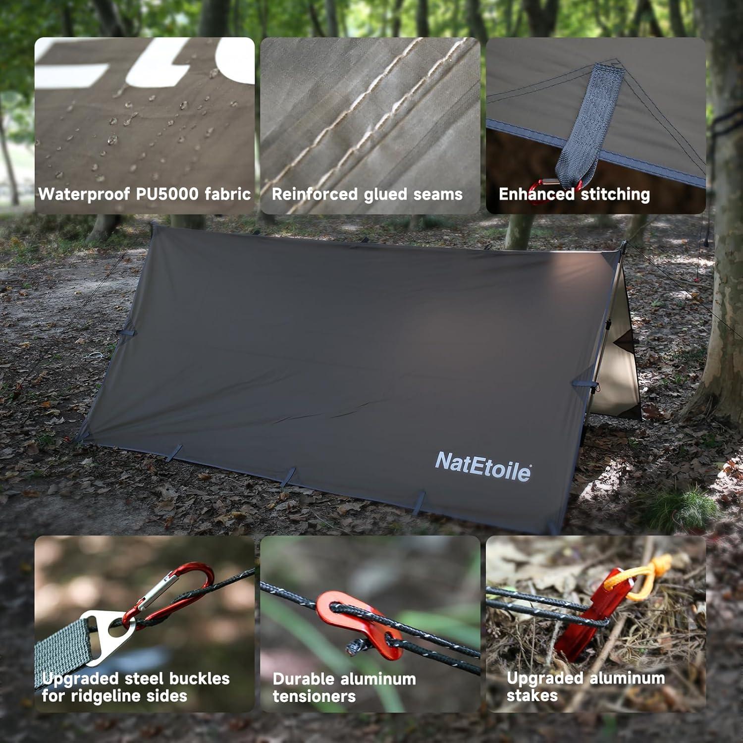 Toldo de Camping NatEtoile 3x3m Impermeable Verde Musgo
