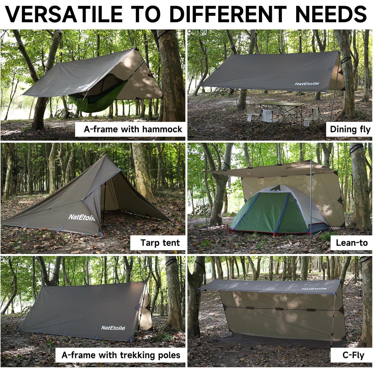 Toldo de Camping NatEtoile 3x3m Impermeable Verde Musgo