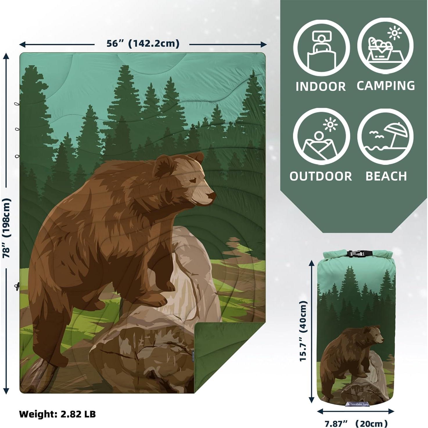 Manta de Camping KawaGebo Kamp Puffy 198x142cm Verde