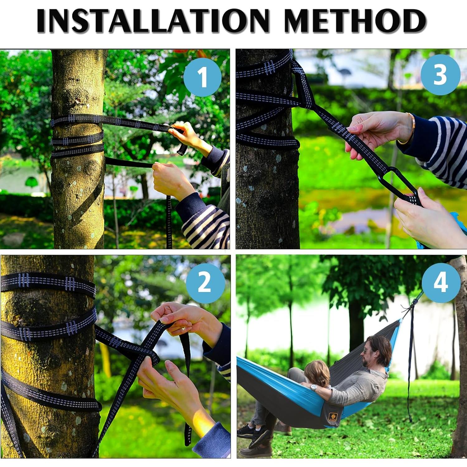 Hamaca Doble de Camping Qevooon 210T Nylon 299.37 kg