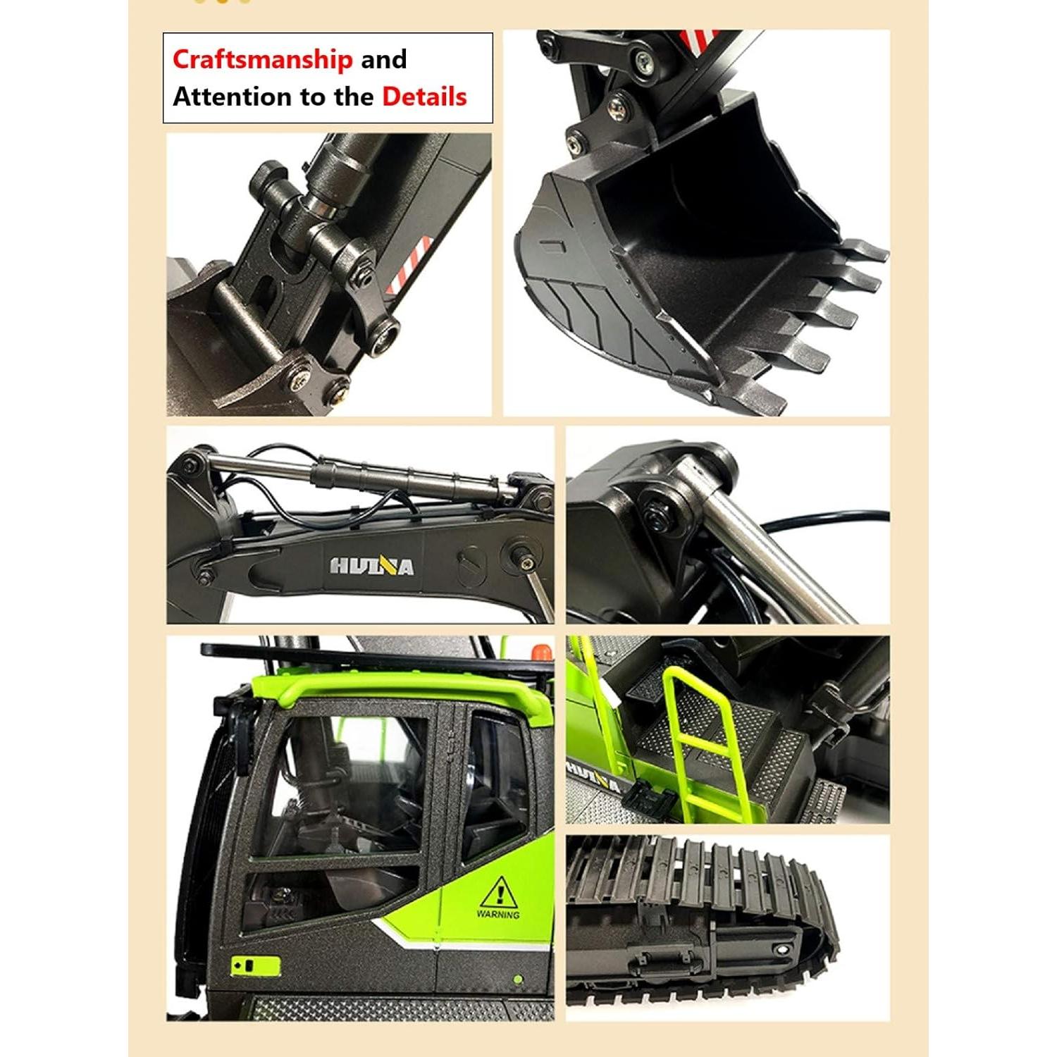 Excavadora RC Huina 1593 1:14 Escala 22 Canales Metal