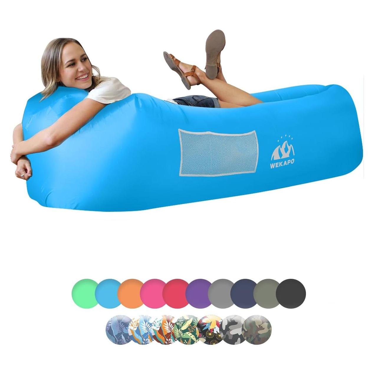 Sofá Hamaca Inflable WEKAPO Portátil Impermeable Azul 208cm